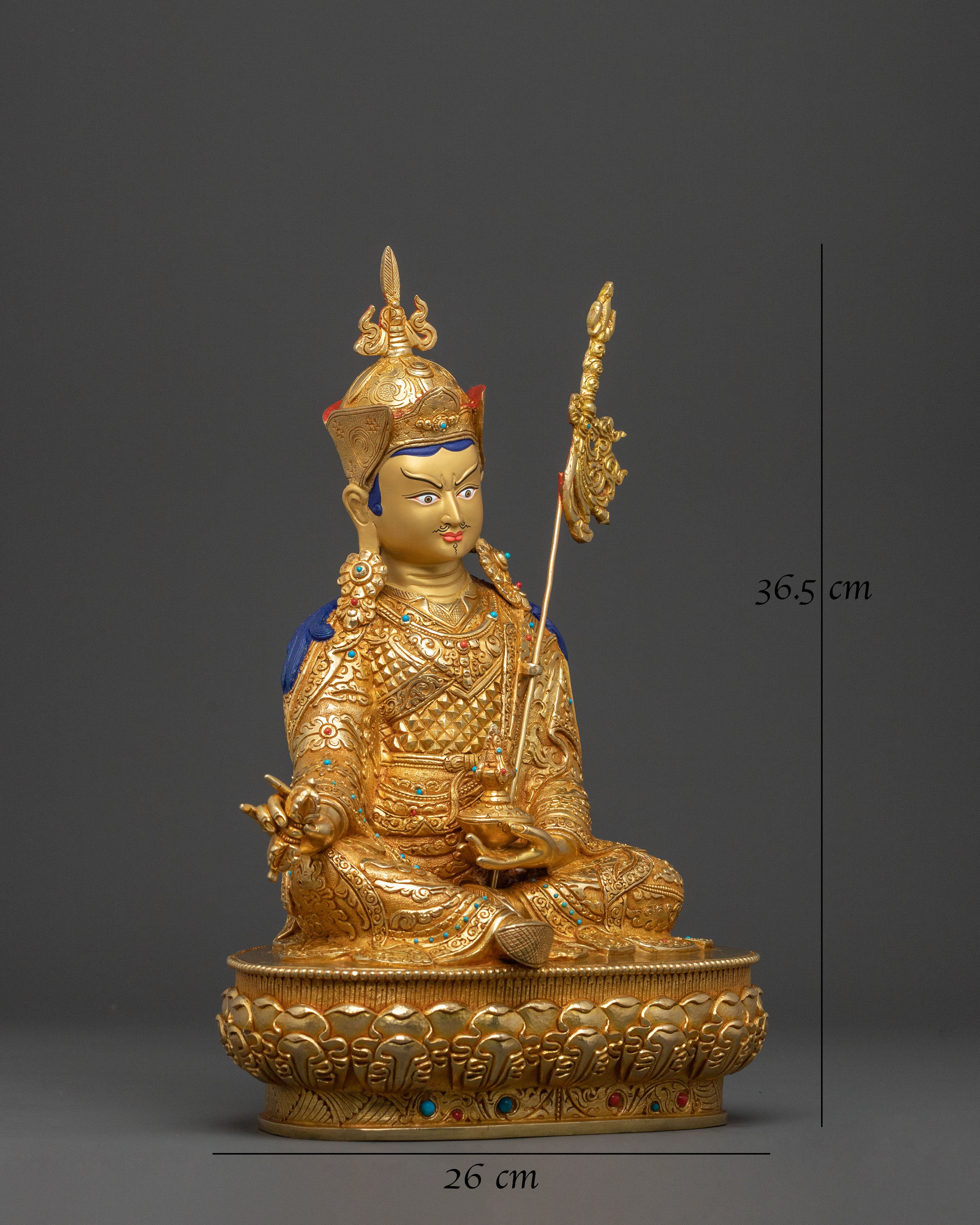 Guru Rinpoche Buddhist Statue | 24K Gold Gilded Icon