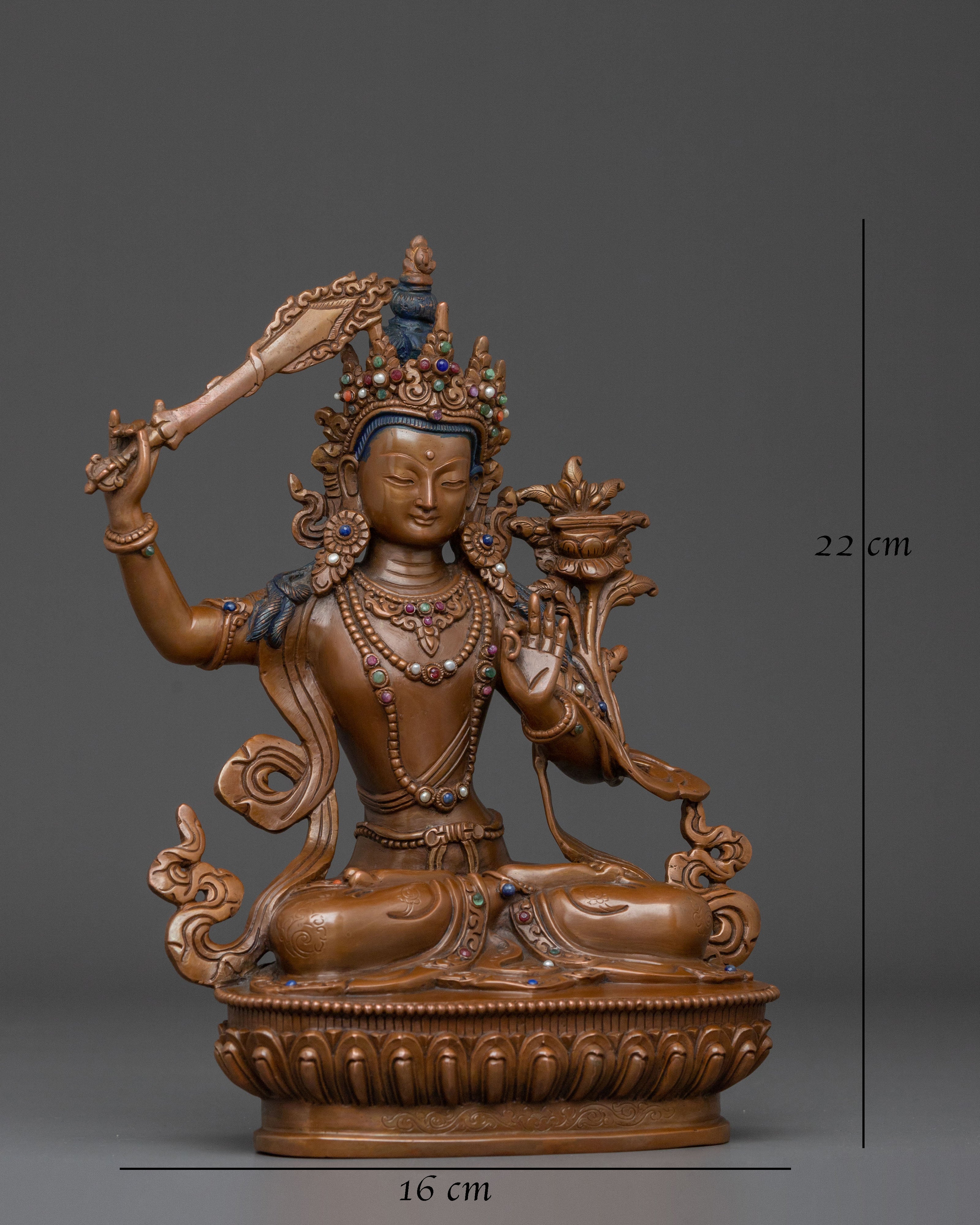 Manjughoṣa Oxidized Copper Statue | Tibetan Buddhist Deity