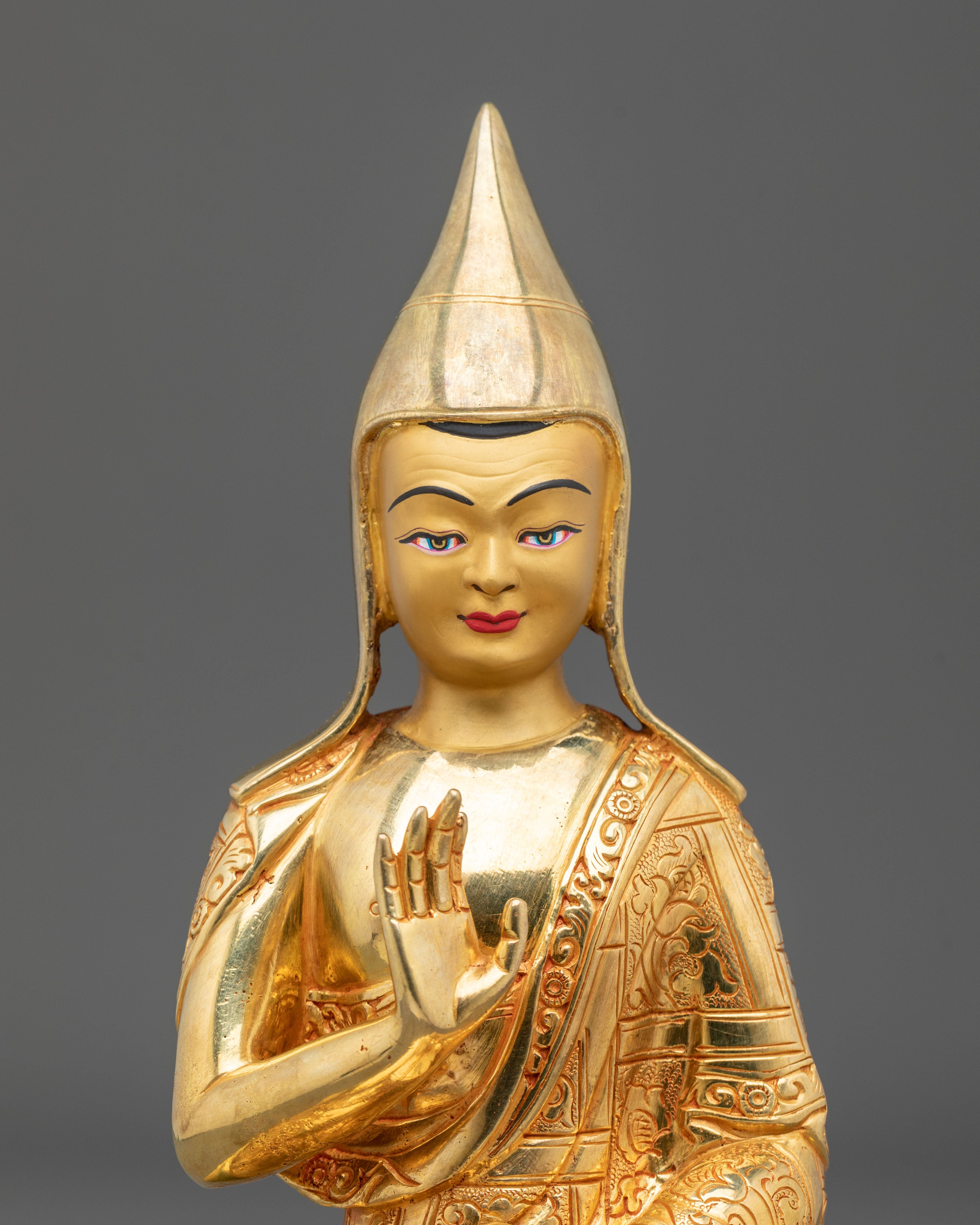 Santarakshita Statue | 24K Gold Gilded Figurine