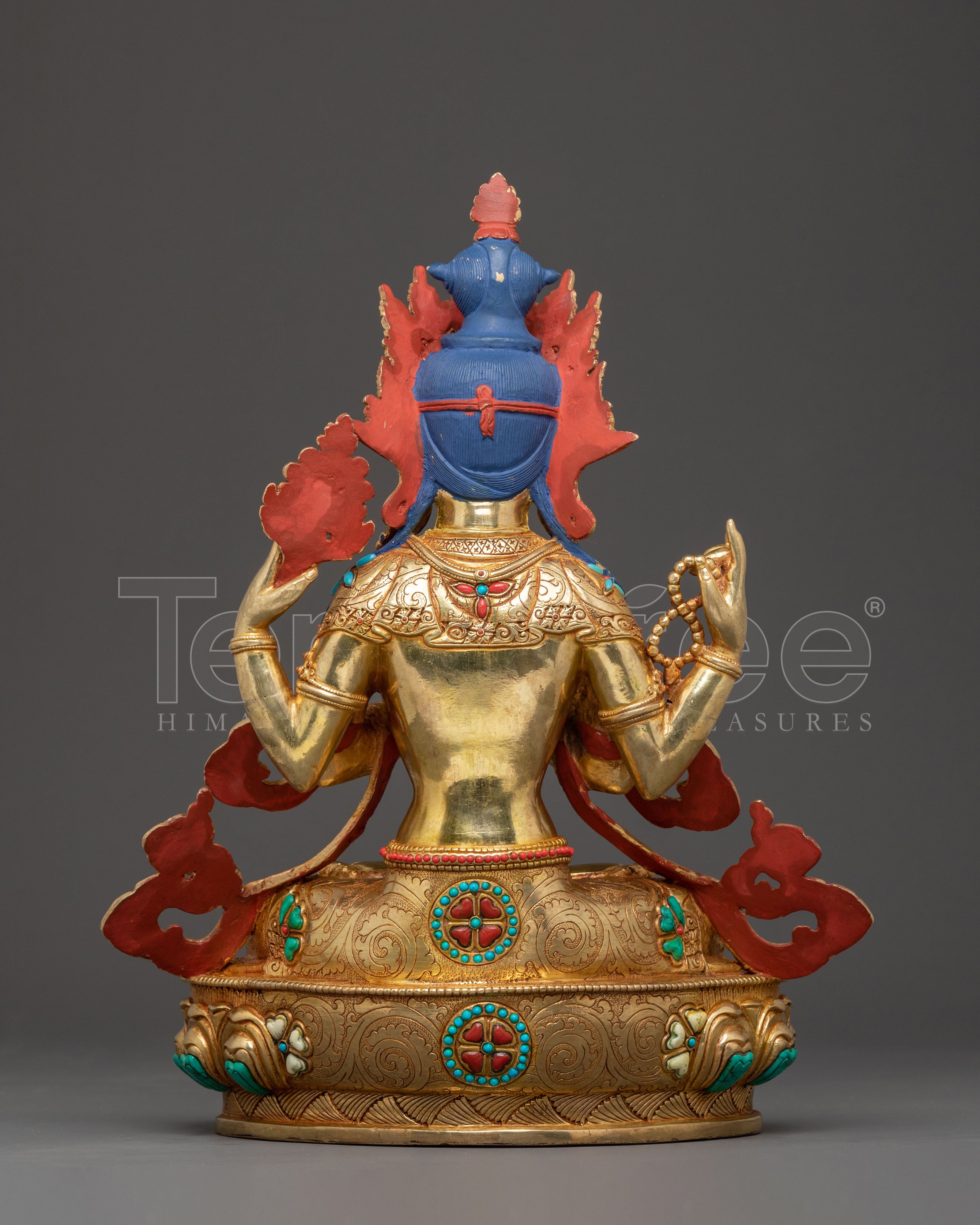 Bodhisattva Chenrezig Sacred Statue – Hand-Gilded Copper Statue