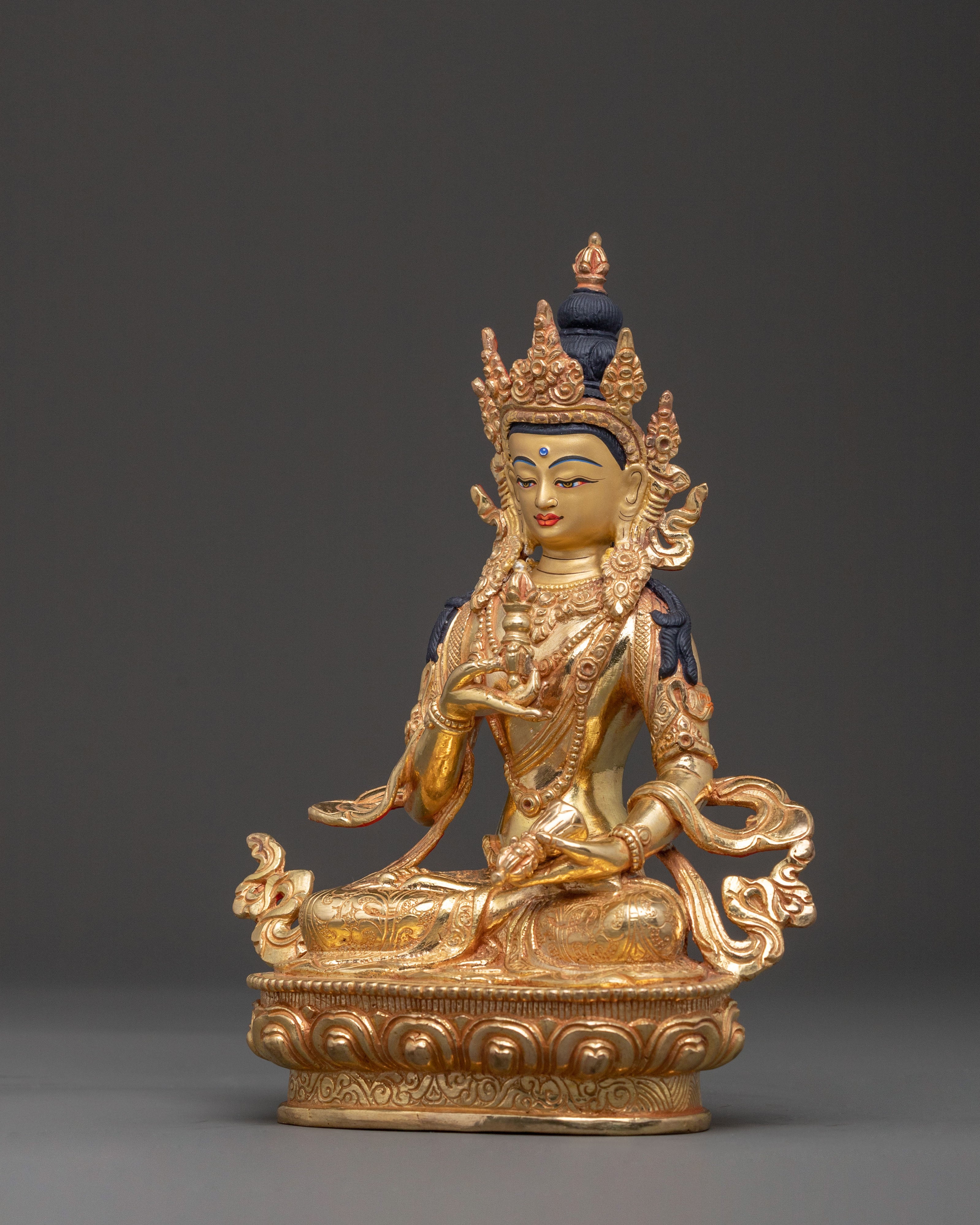 Vajrasattva Statue 24K Gold Gilded Statue: Central Deity