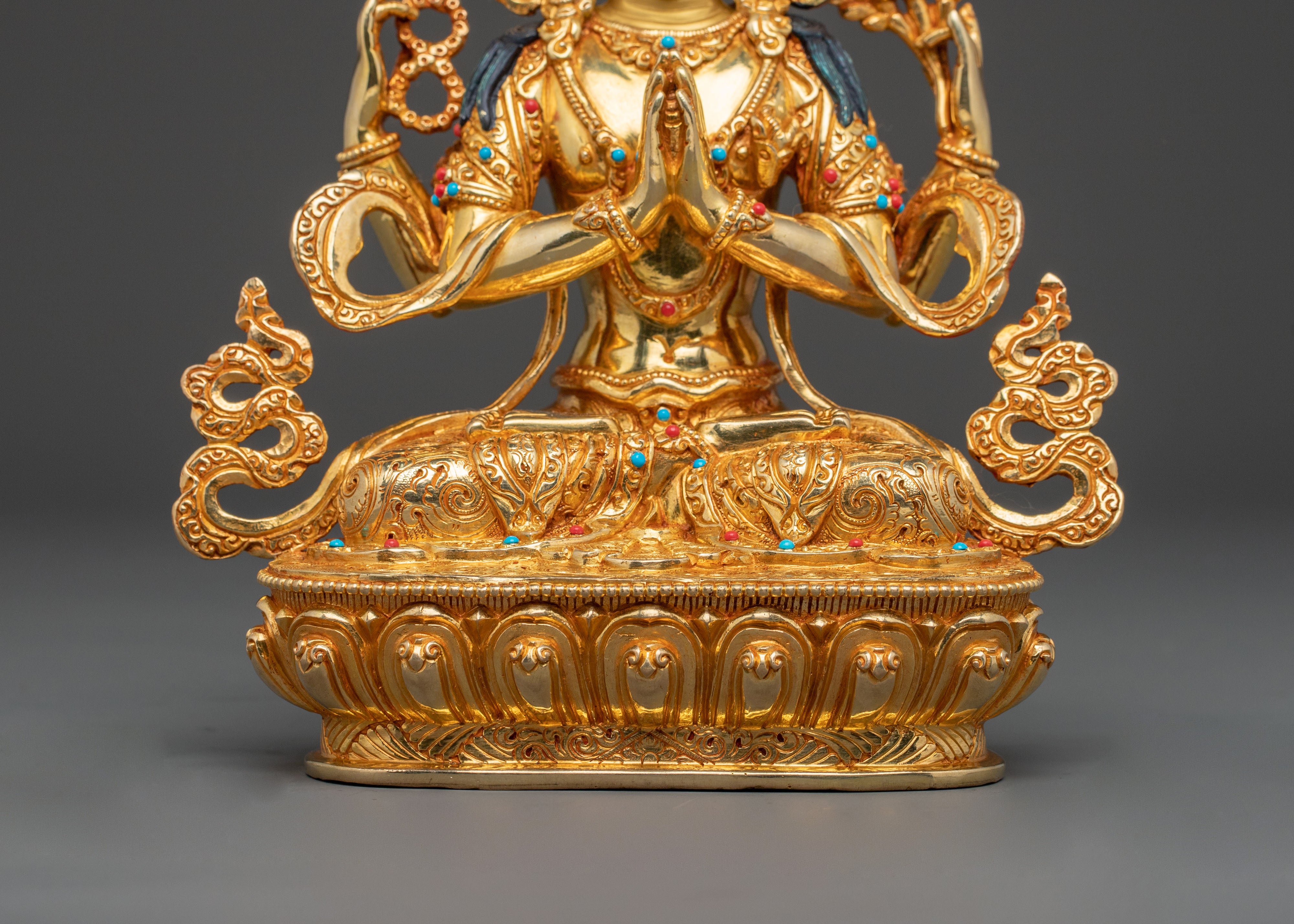 Chenrezig 24k Gold Gilded Statue | Compassion Deity