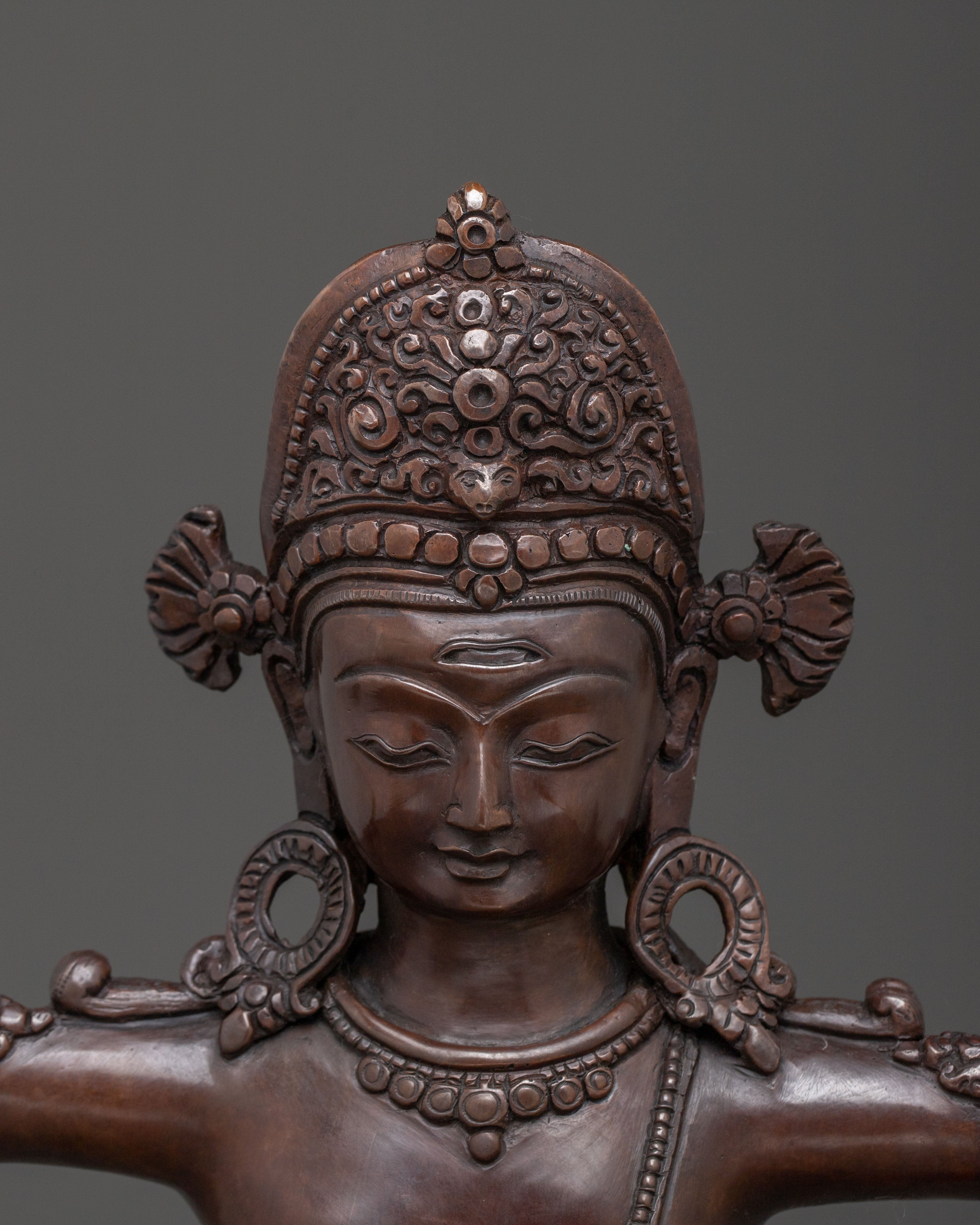 Indra Oxidized Copper Statue | Hindu Protector Deity