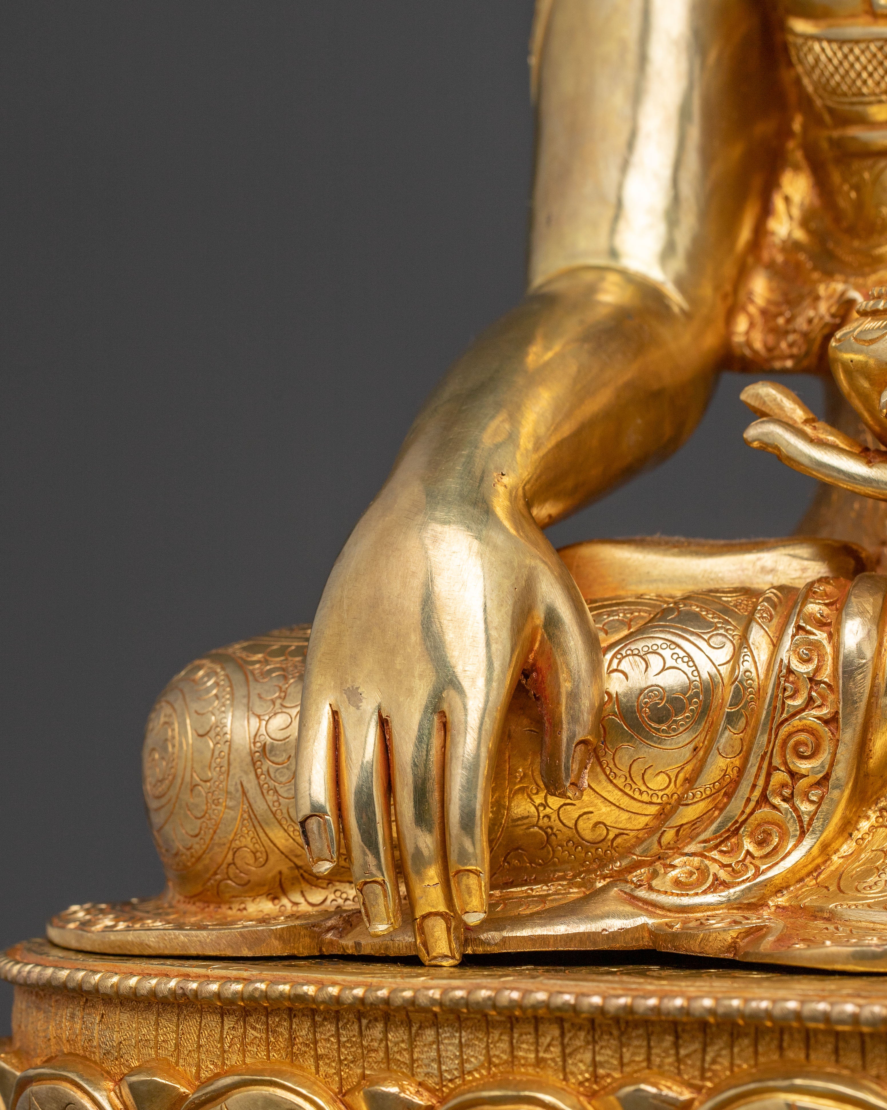 Golden Shakyamuni Buddha Sacred Statue | 24k Gold Glided