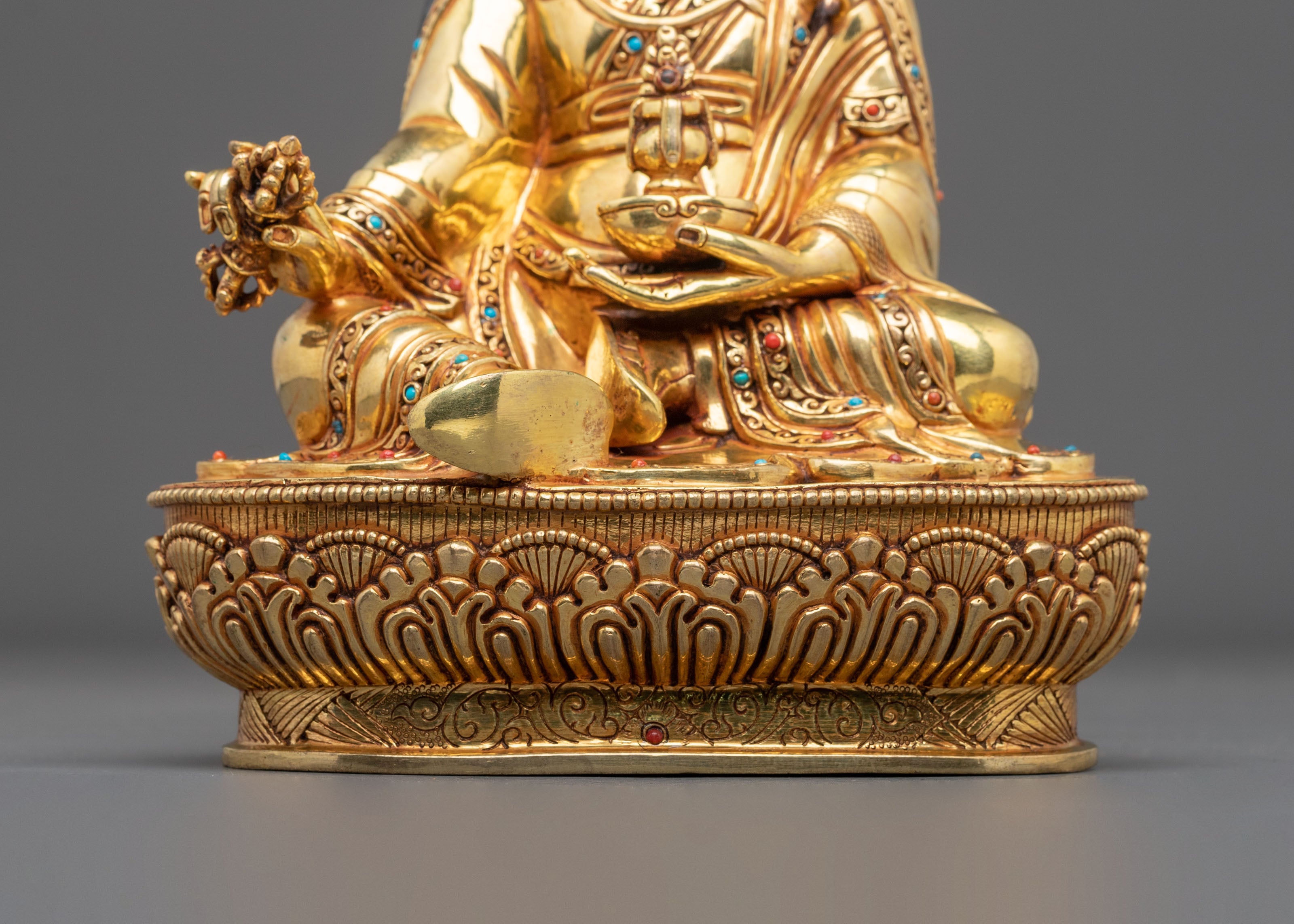 Padmasambhava Sculpture | 24K Gold Gilded Figurine