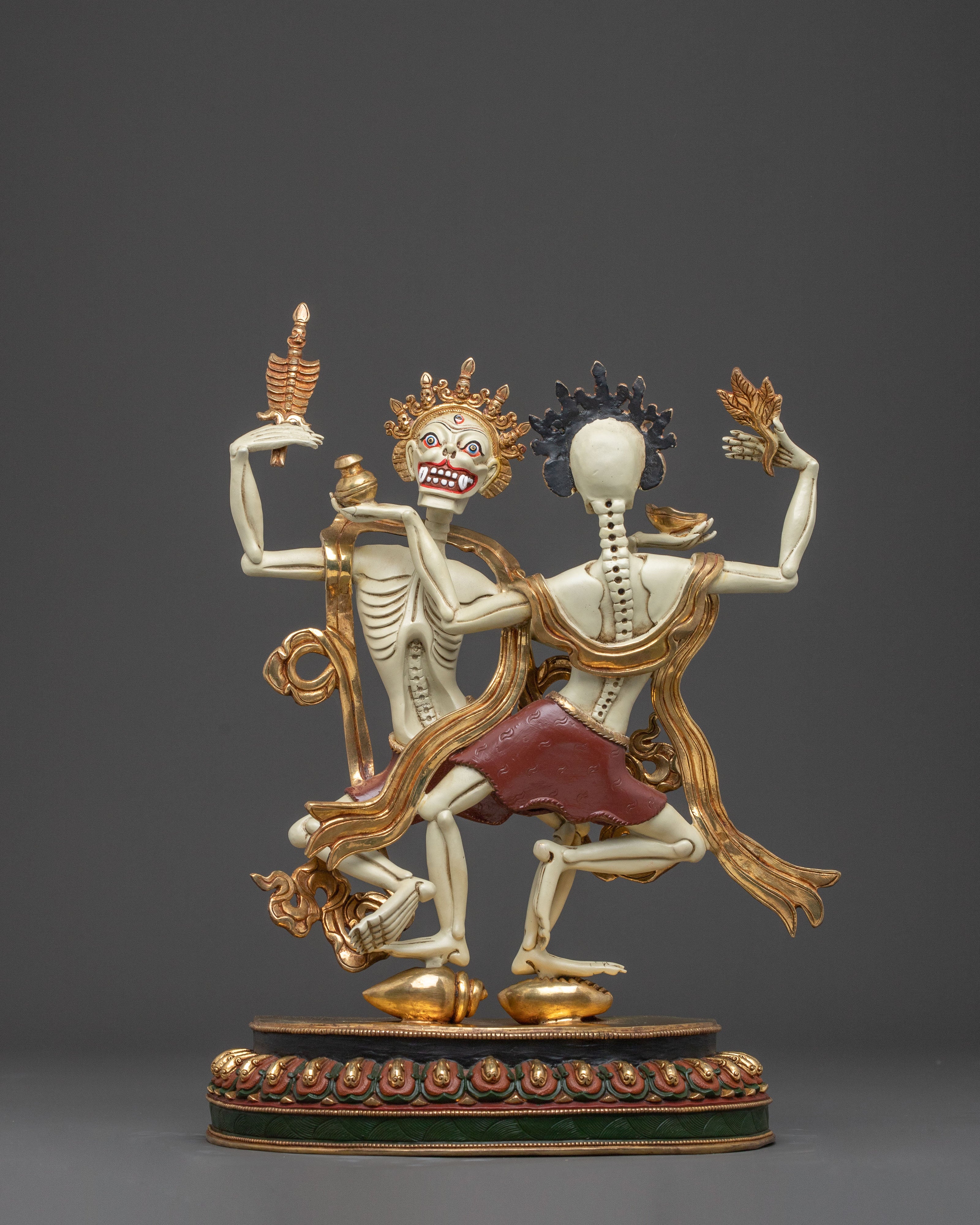 Copper Chitipati Statue - Hand-Gilded Masterpiece