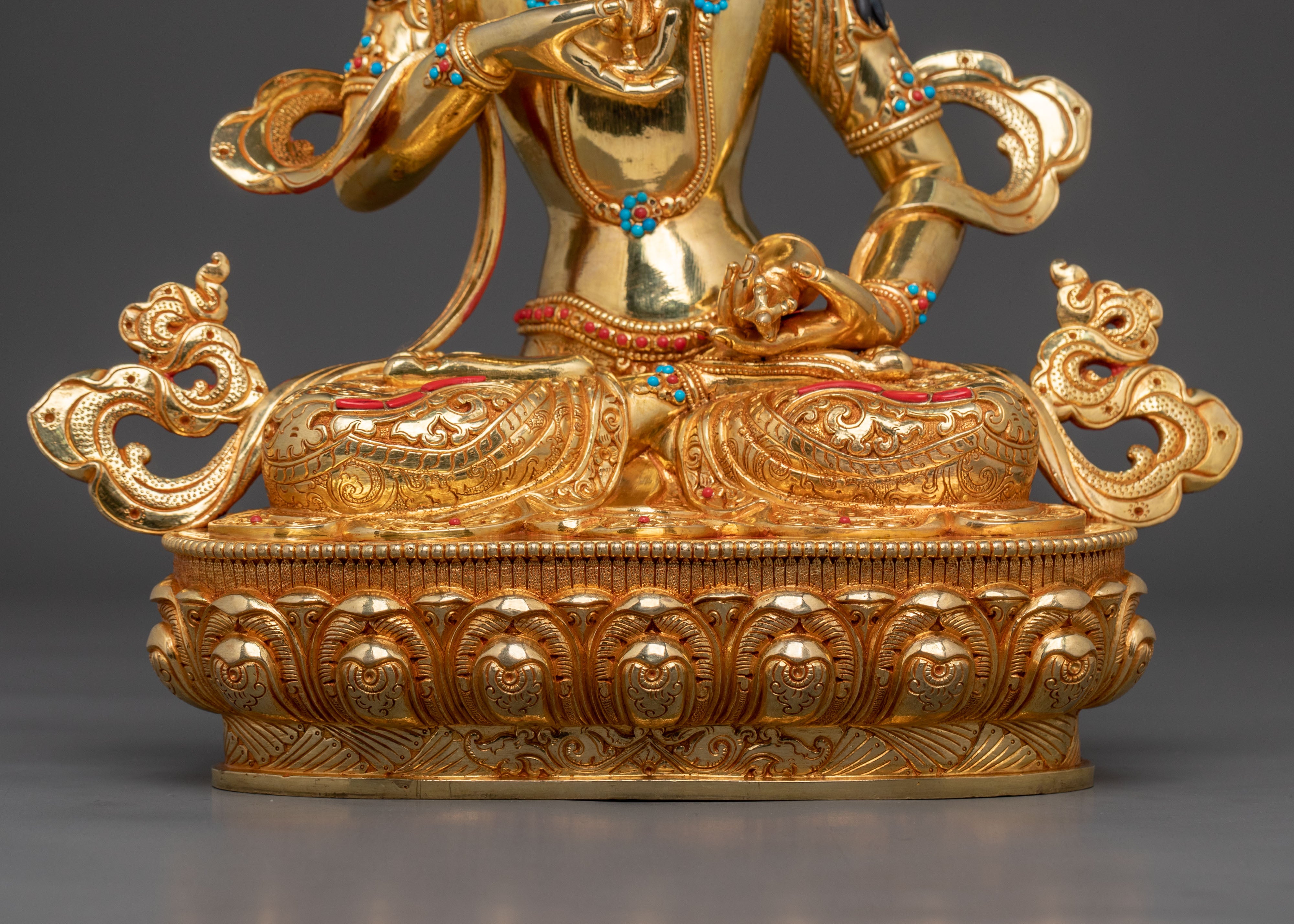 Vajrasattva Vajrayana Practice Sculpture in Gleaming Gold