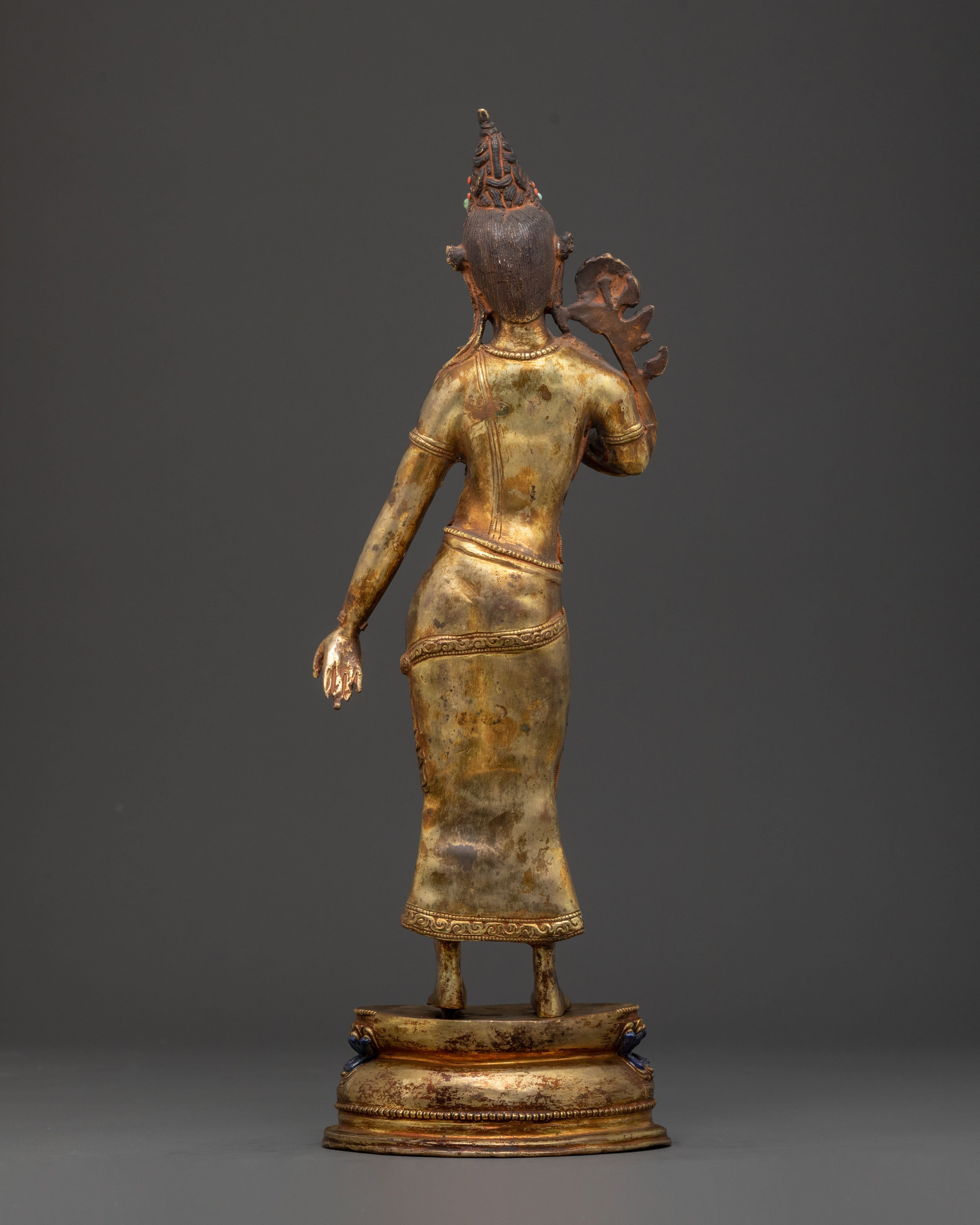 Padmapani Copper Sculpture with Antique Finish