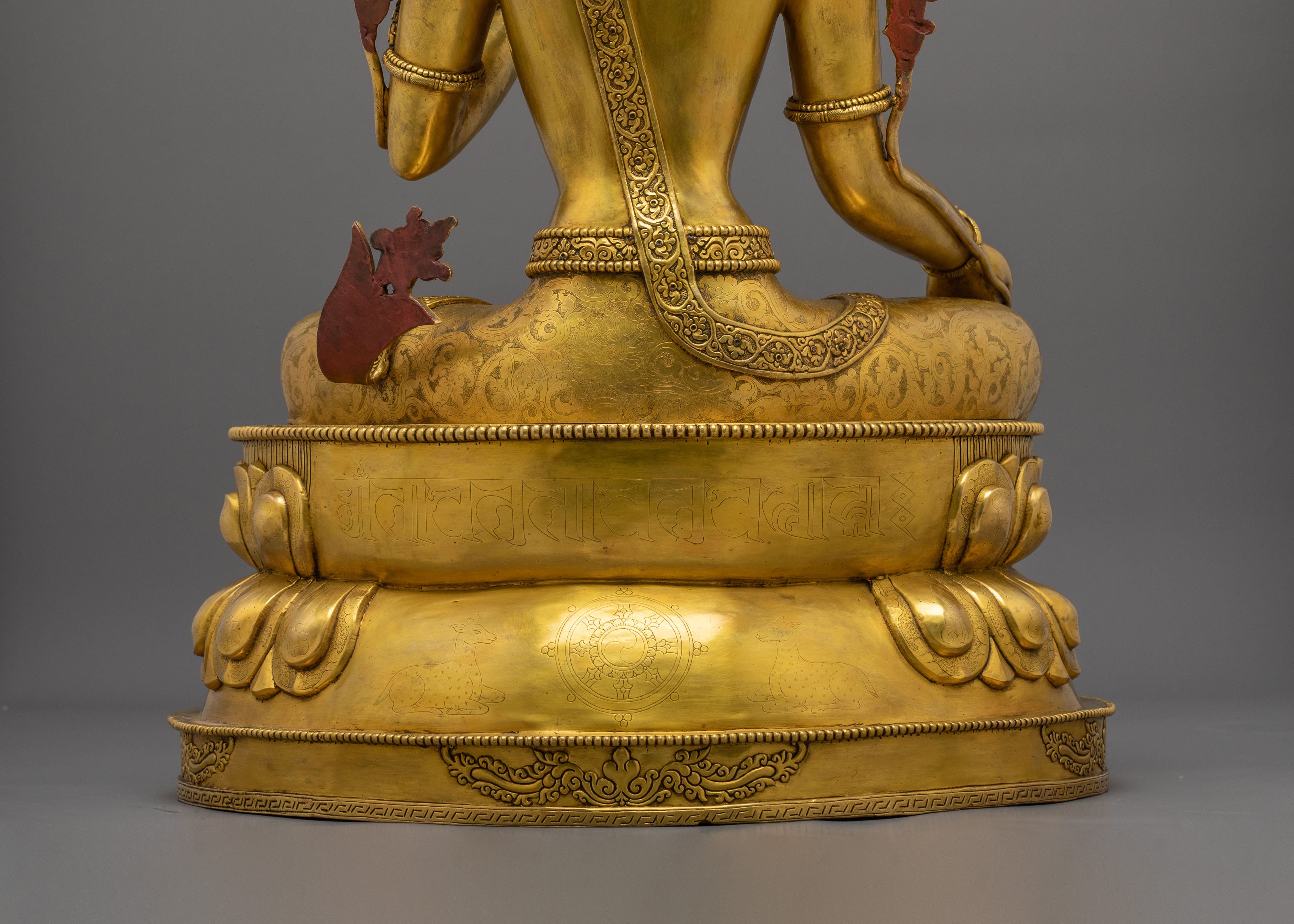 Green Tara Statue Goddess of Protection |  24K Gold Gilded Copper Sculpture