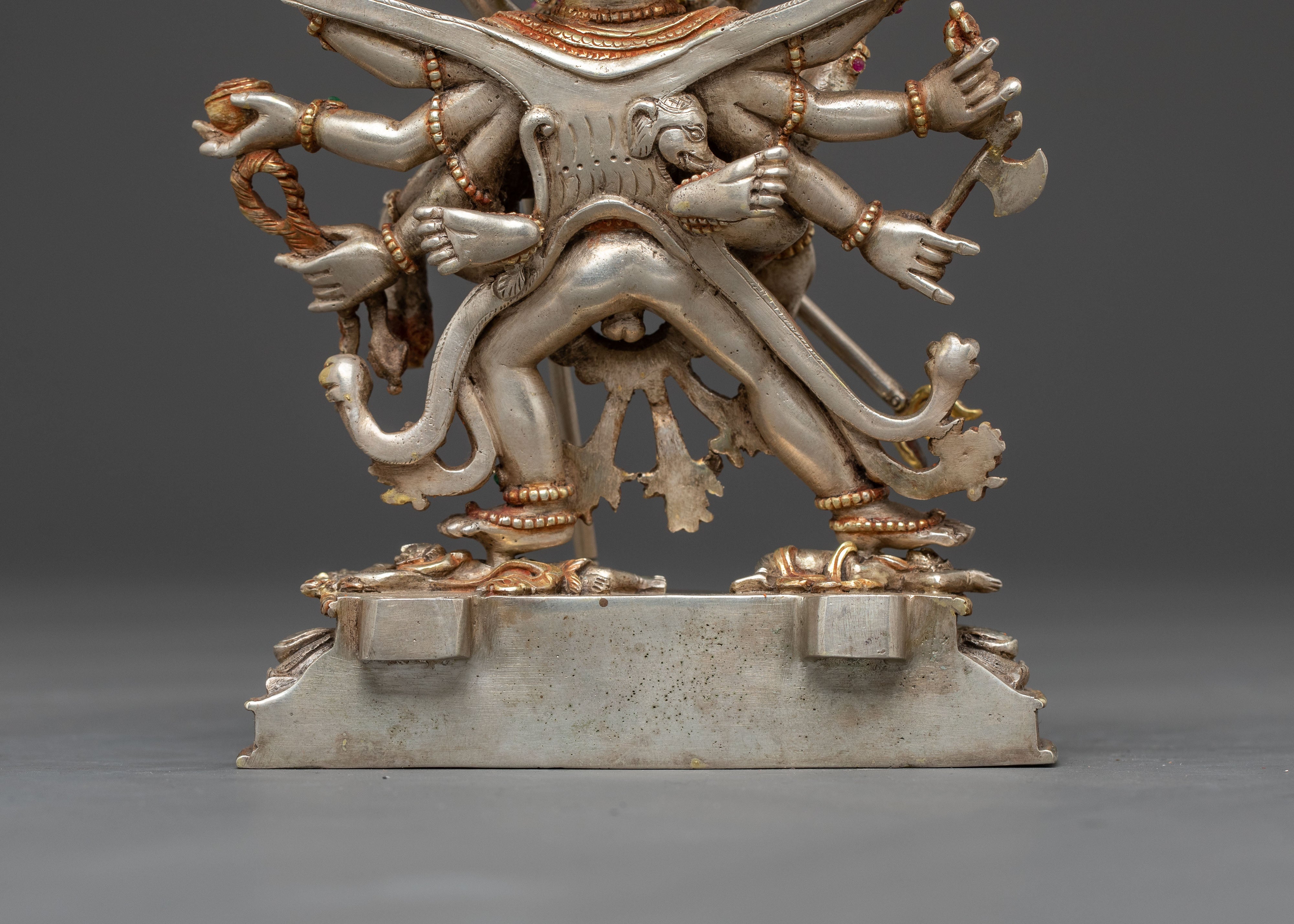 Kalachakra Statue for Tantra: Silver & Gemstone Art