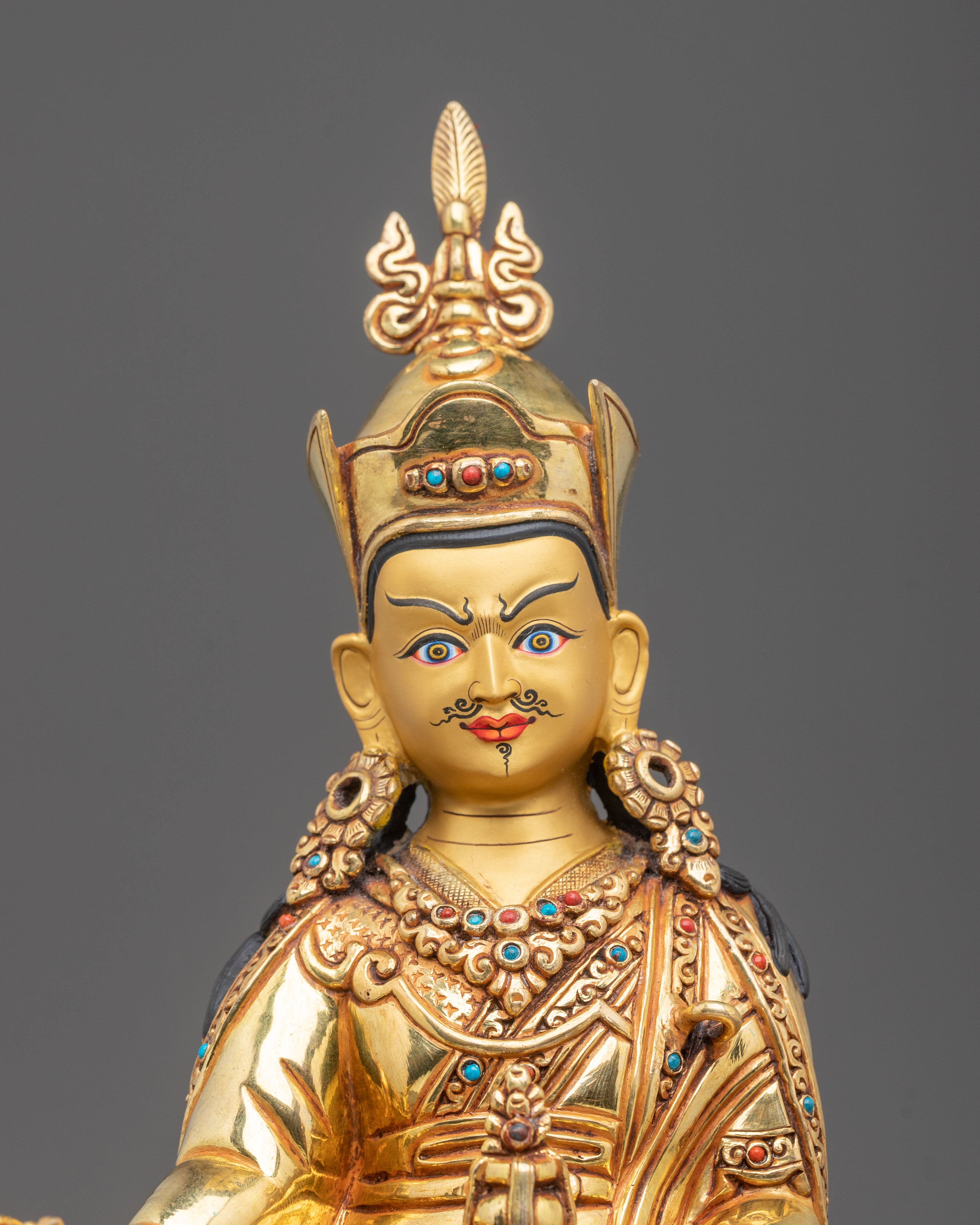 Padmasambhava Sculpture | 24K Gold Gilded Figurine