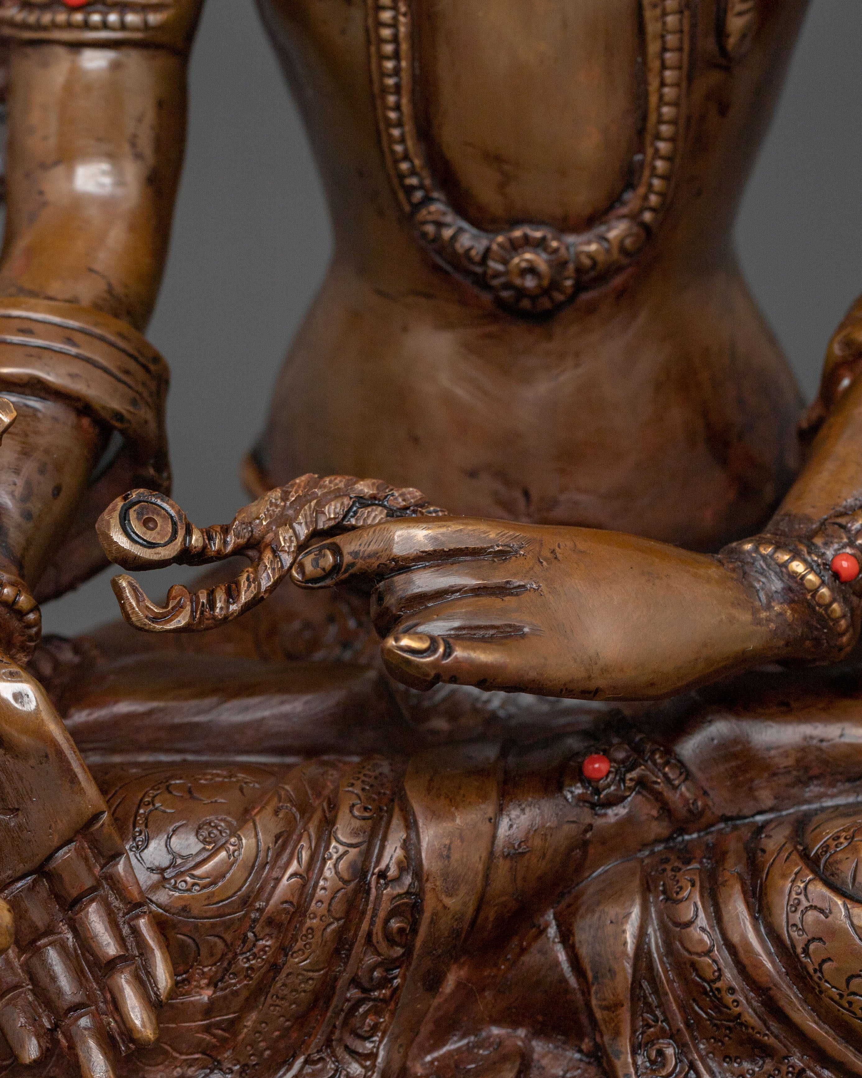 Four-Armed Chenrezig Golden Sculpture | Home Decor