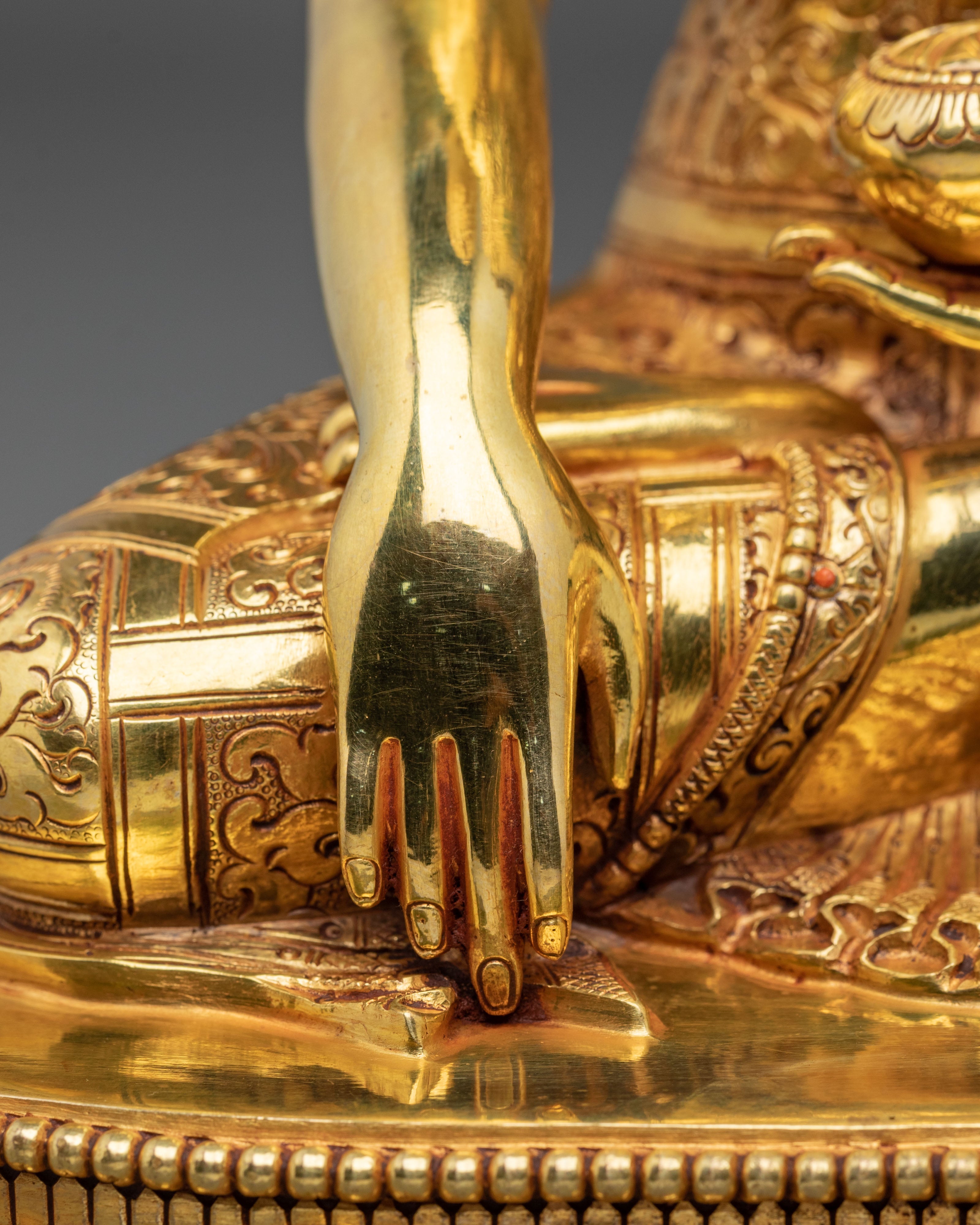 Shakyamuni Buddha Figurine with Copper Body | Buddhist Shrine