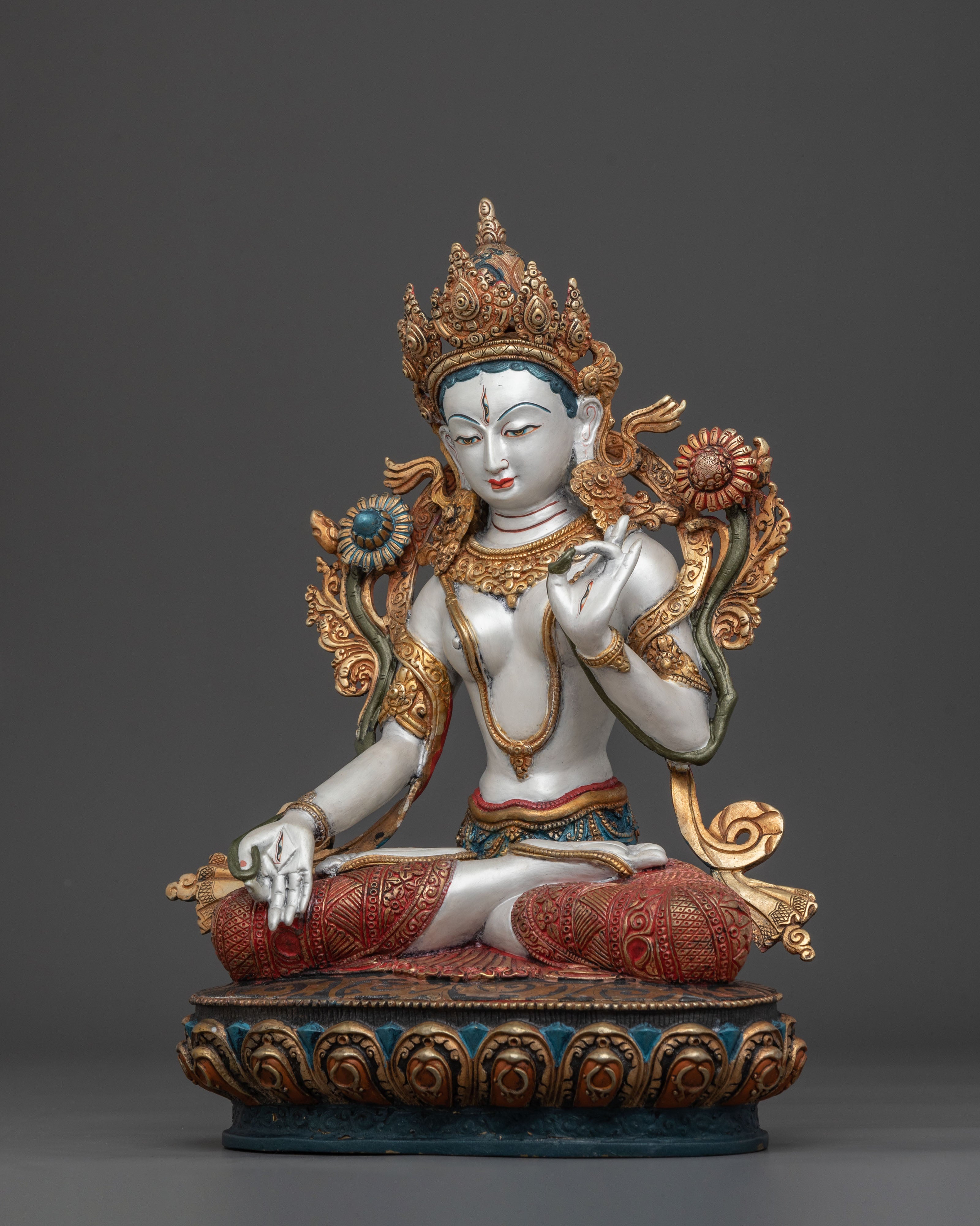 White Tara Wisdom Sculpture | Tibetan Goddess