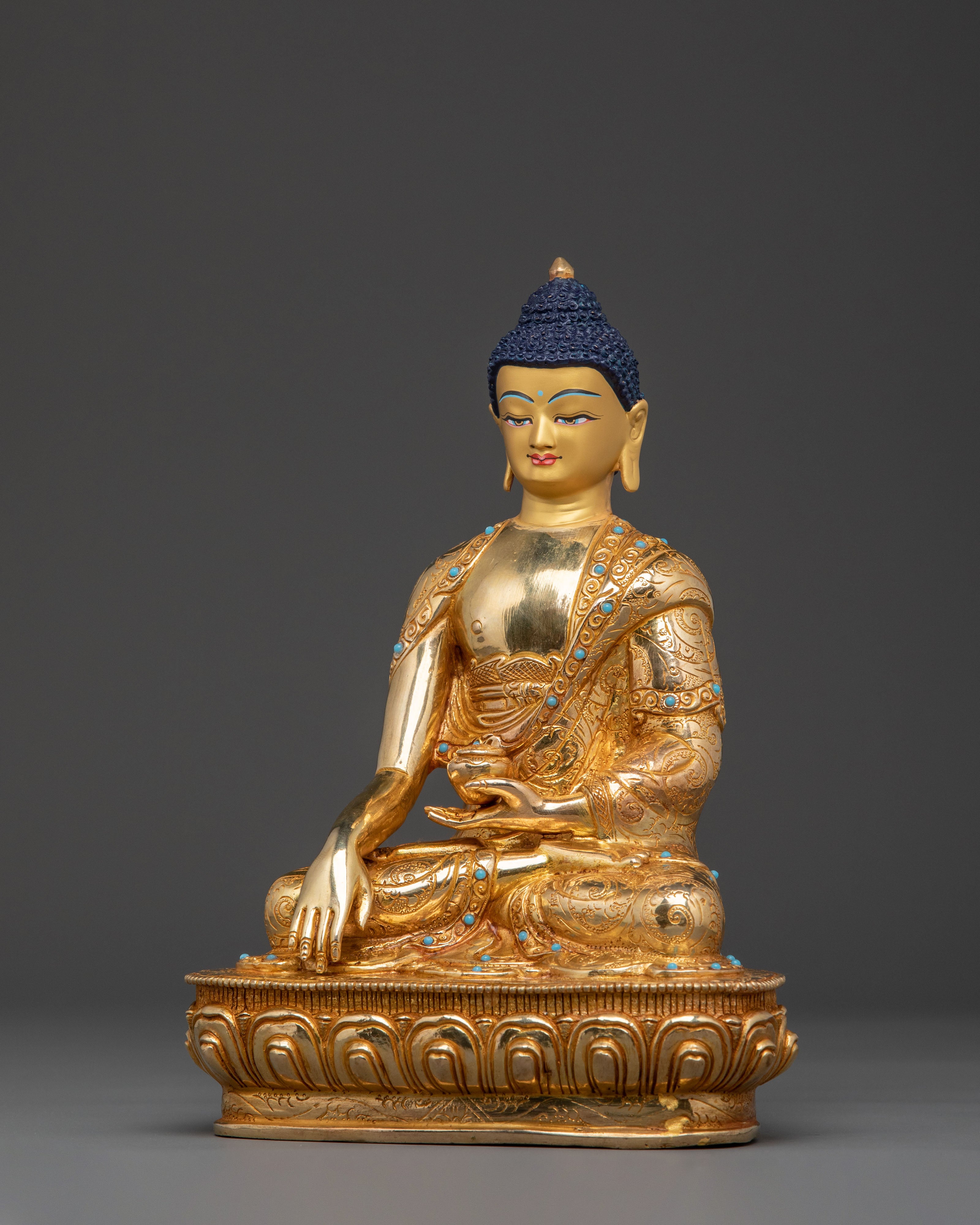 Shakyamuni Buddha 24k Gold Gilded Statue: Dharma Teaching