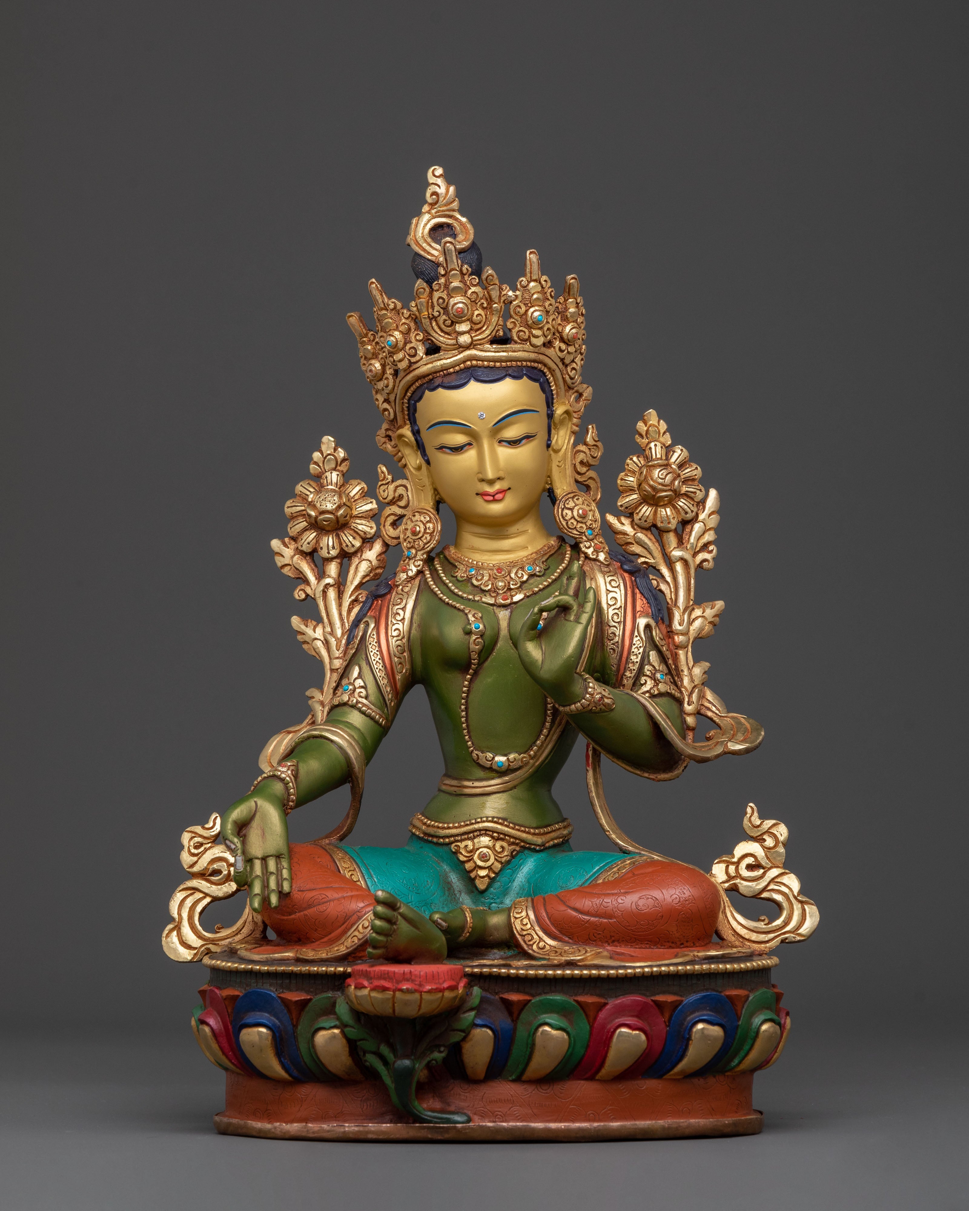 Handcrafted Green Tara Statue | Buddhist Icon