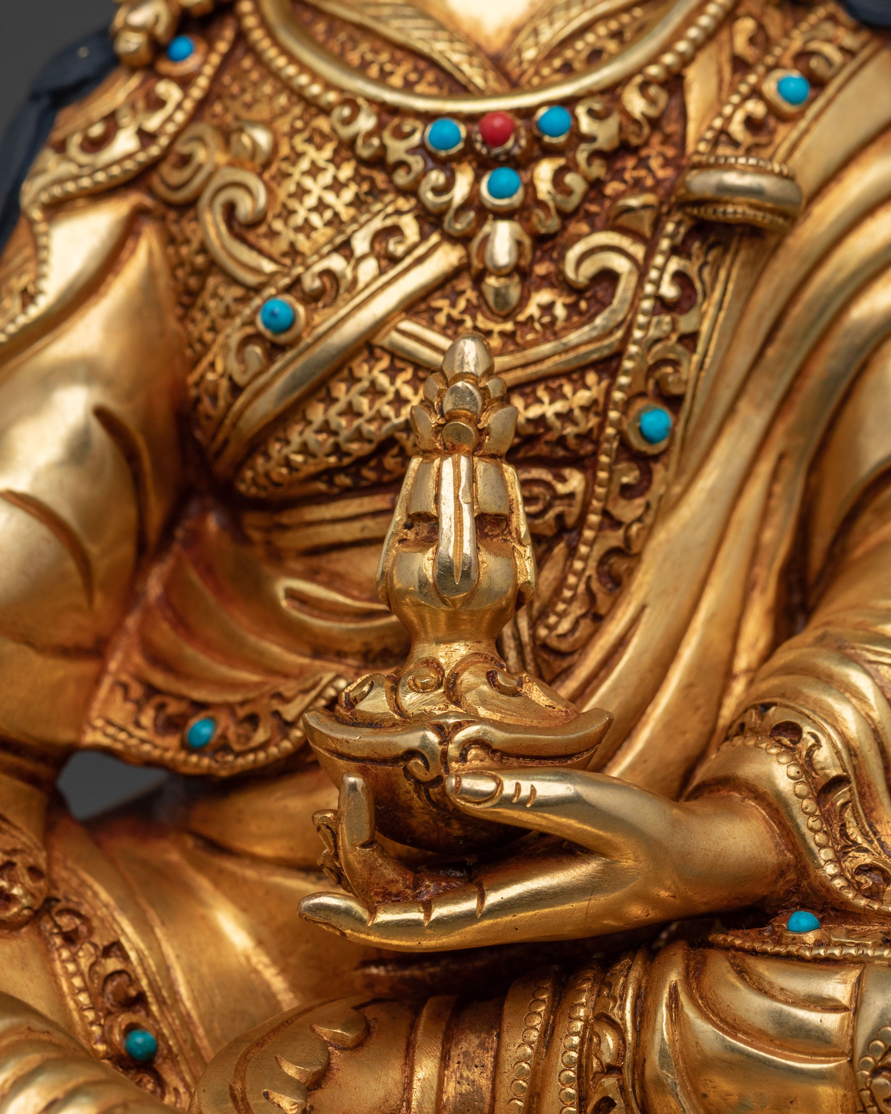 Guru Rinpoche Statue of Learning | Handmade Himalayan Altar Decor