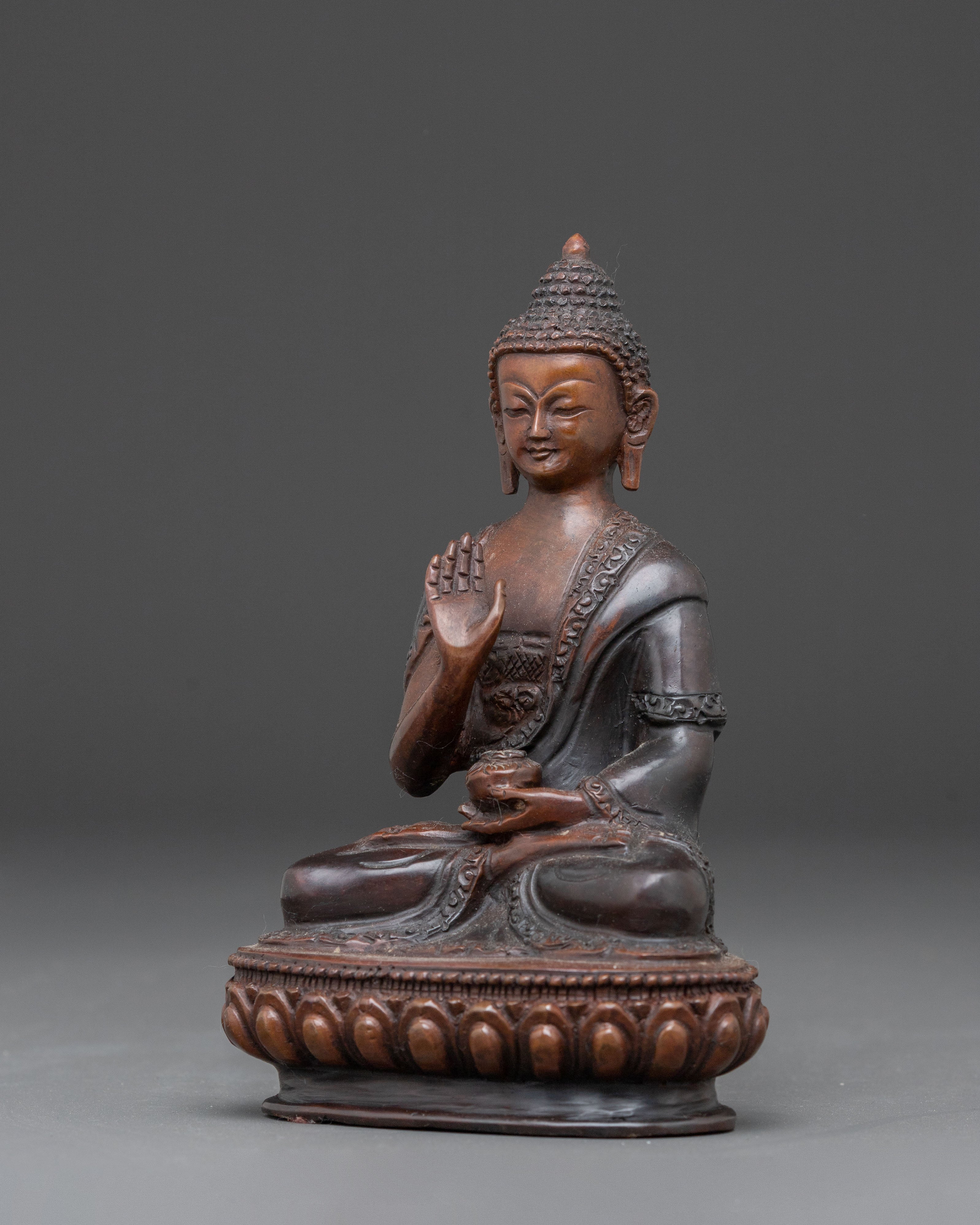 Handmade Amogasiddhi Oxidized Copper Statue | Protector Buddha