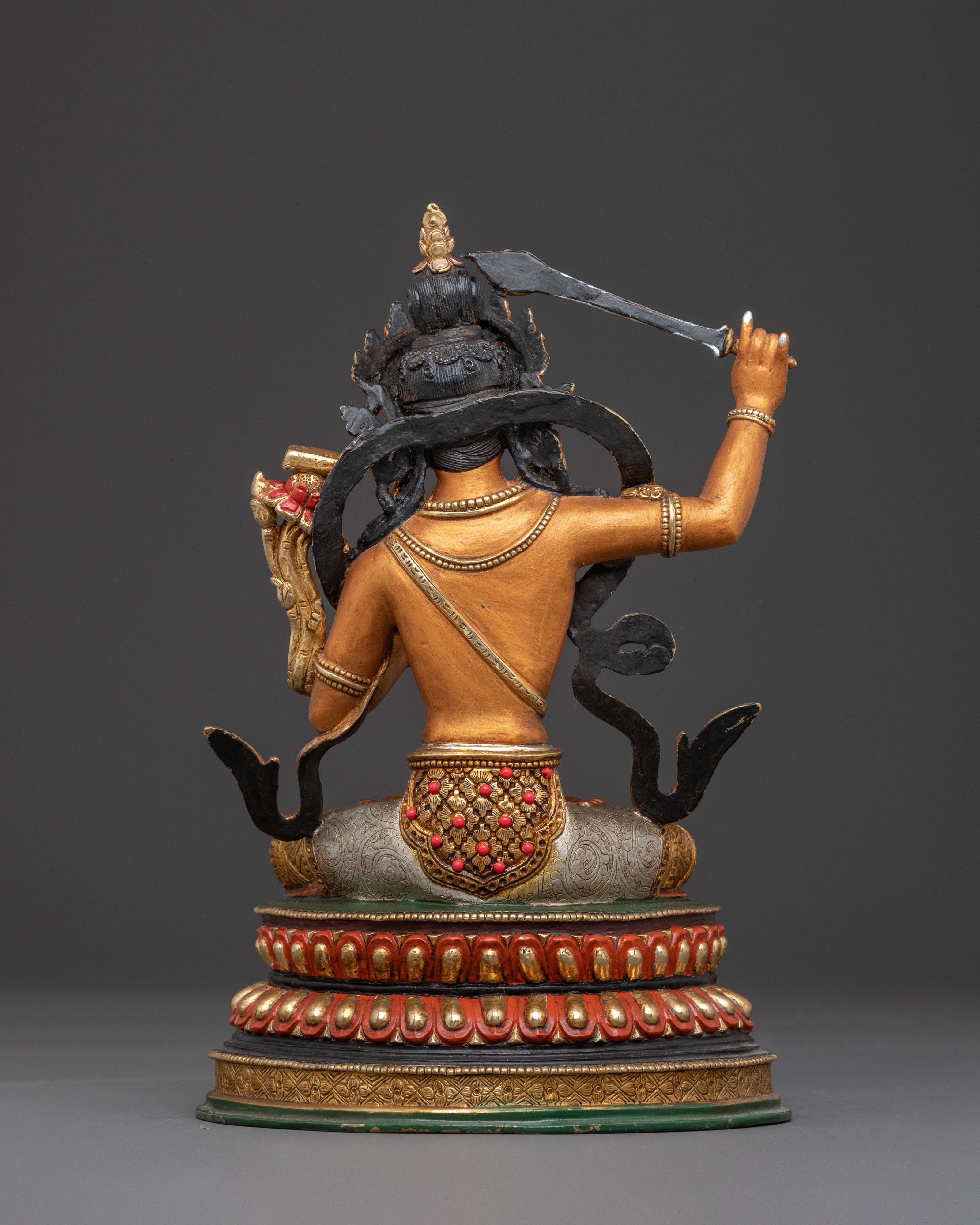 Manjushri Tibetan Sacred Statue - 24K Gold Gilded Serenity