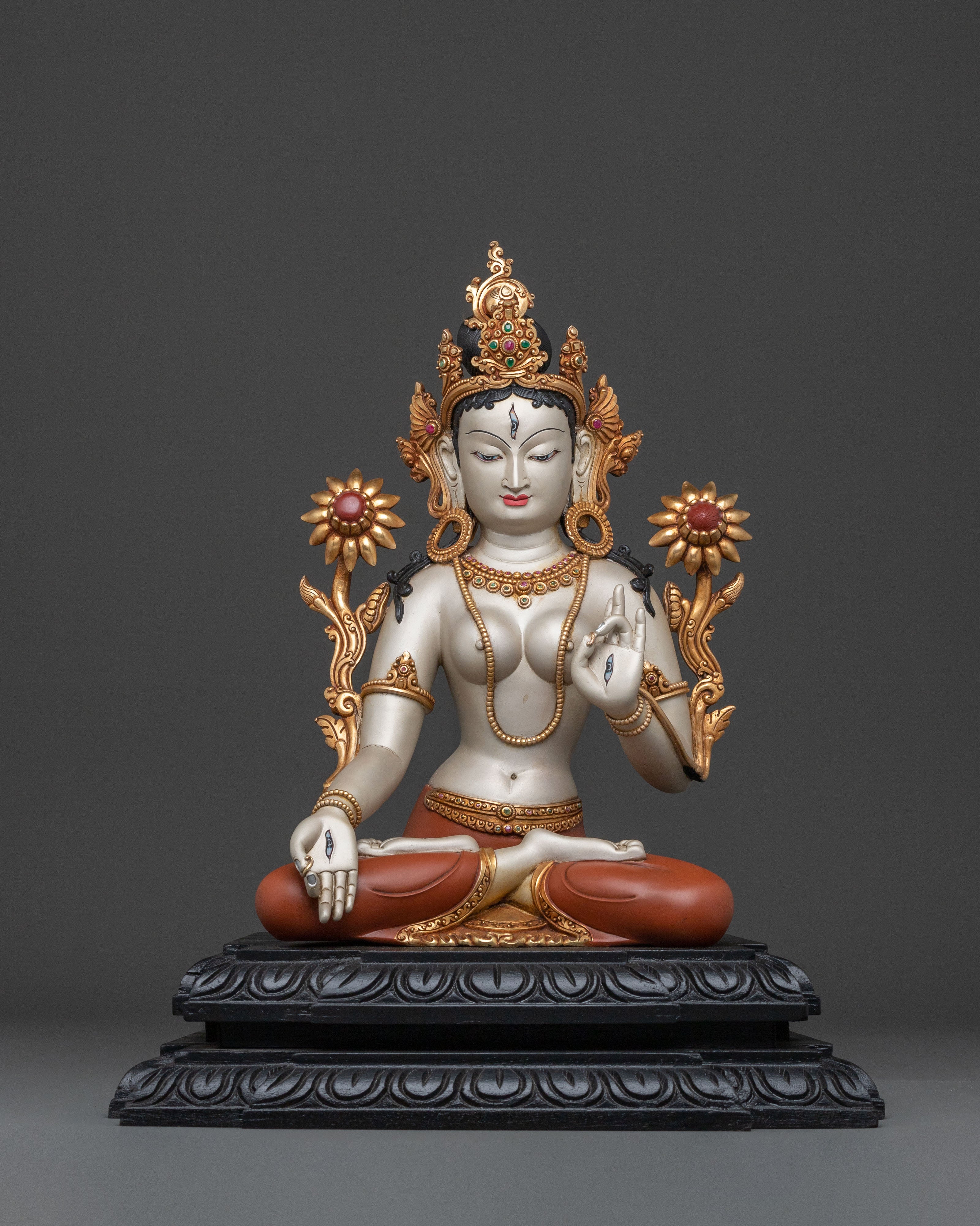 White Tara: Radiant 24K Gold Gilded Sculpture