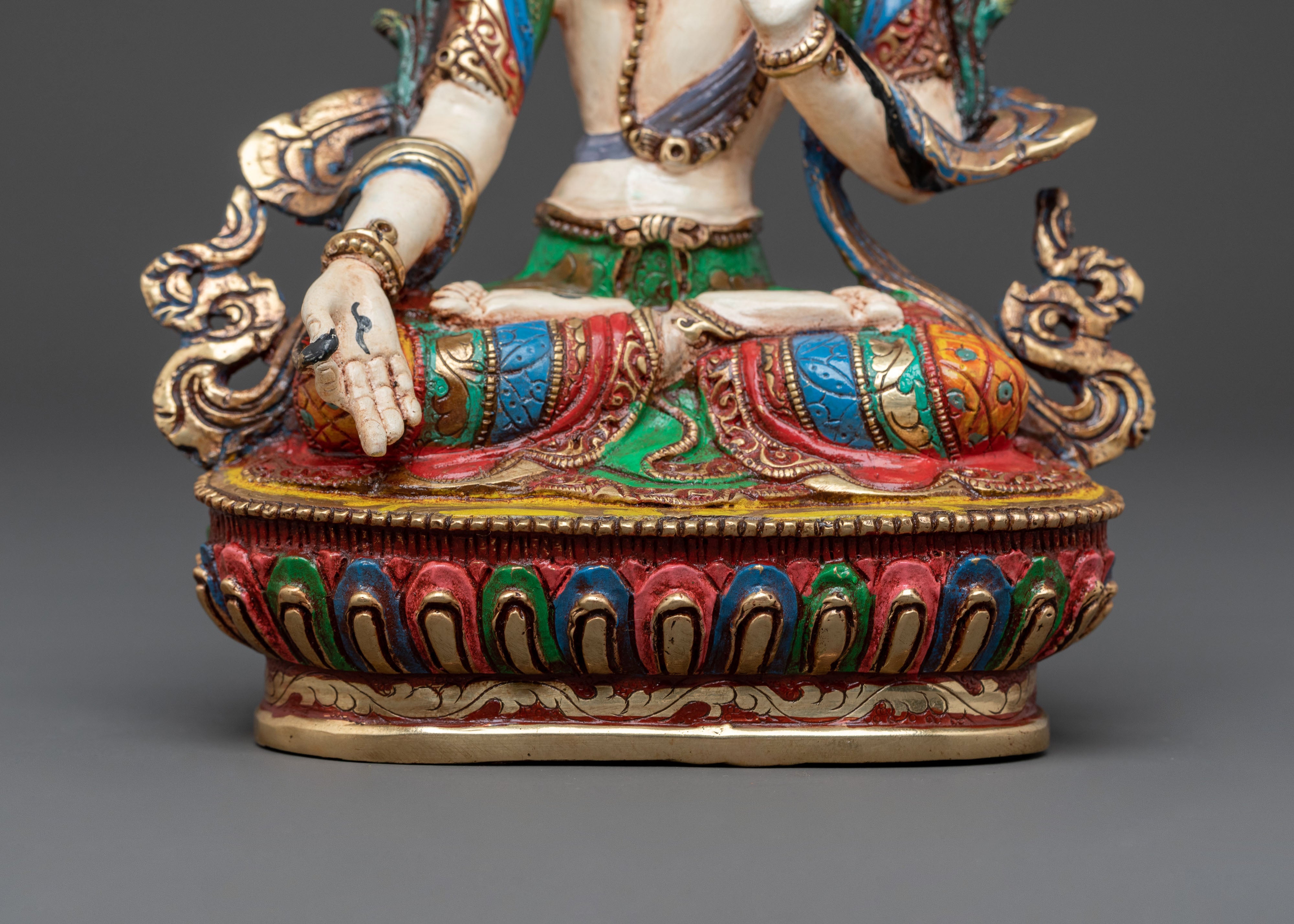 White Tara Sacred Sculpture: Seven-Eyed Goddess