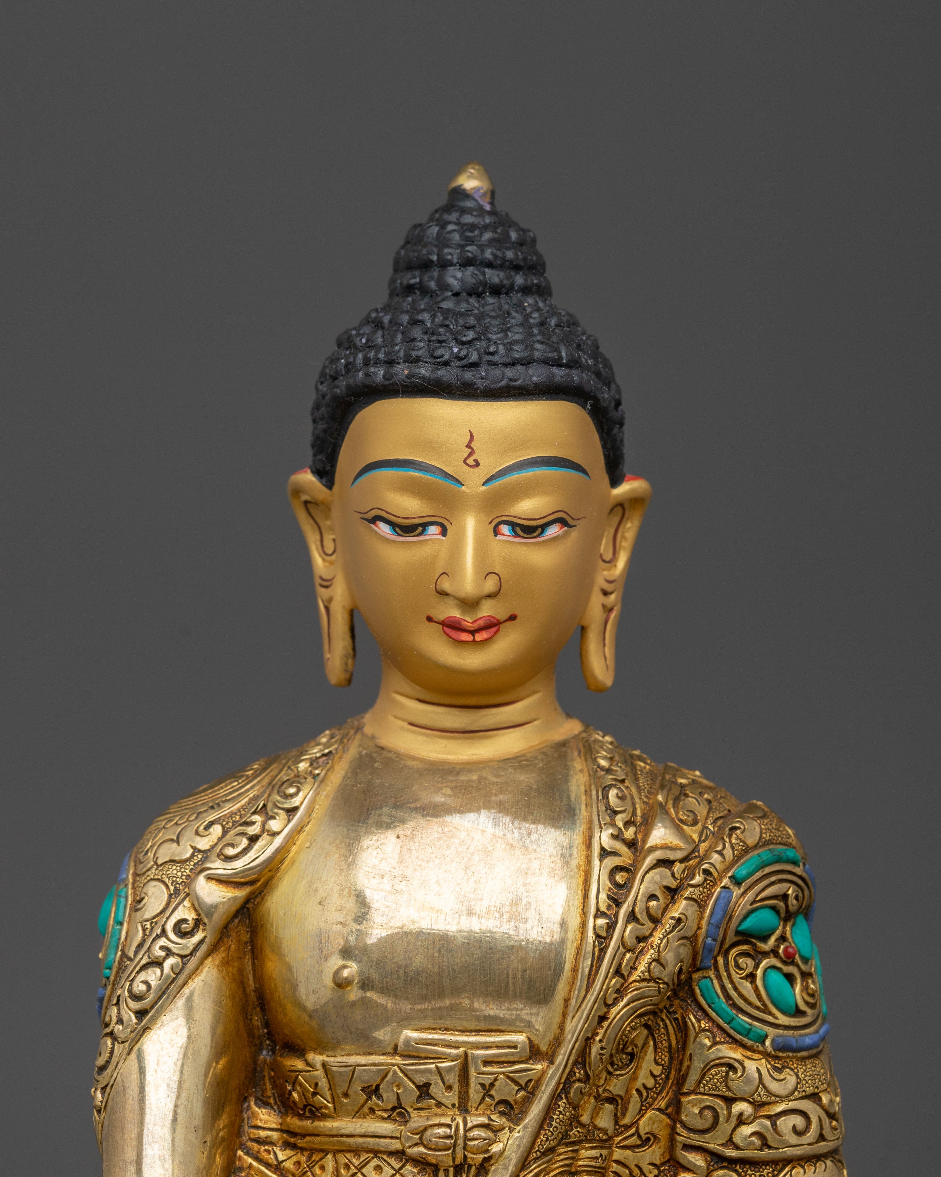 Traditional Himalayan Ratnasambhava Sculpture: 24K Gold Gilded