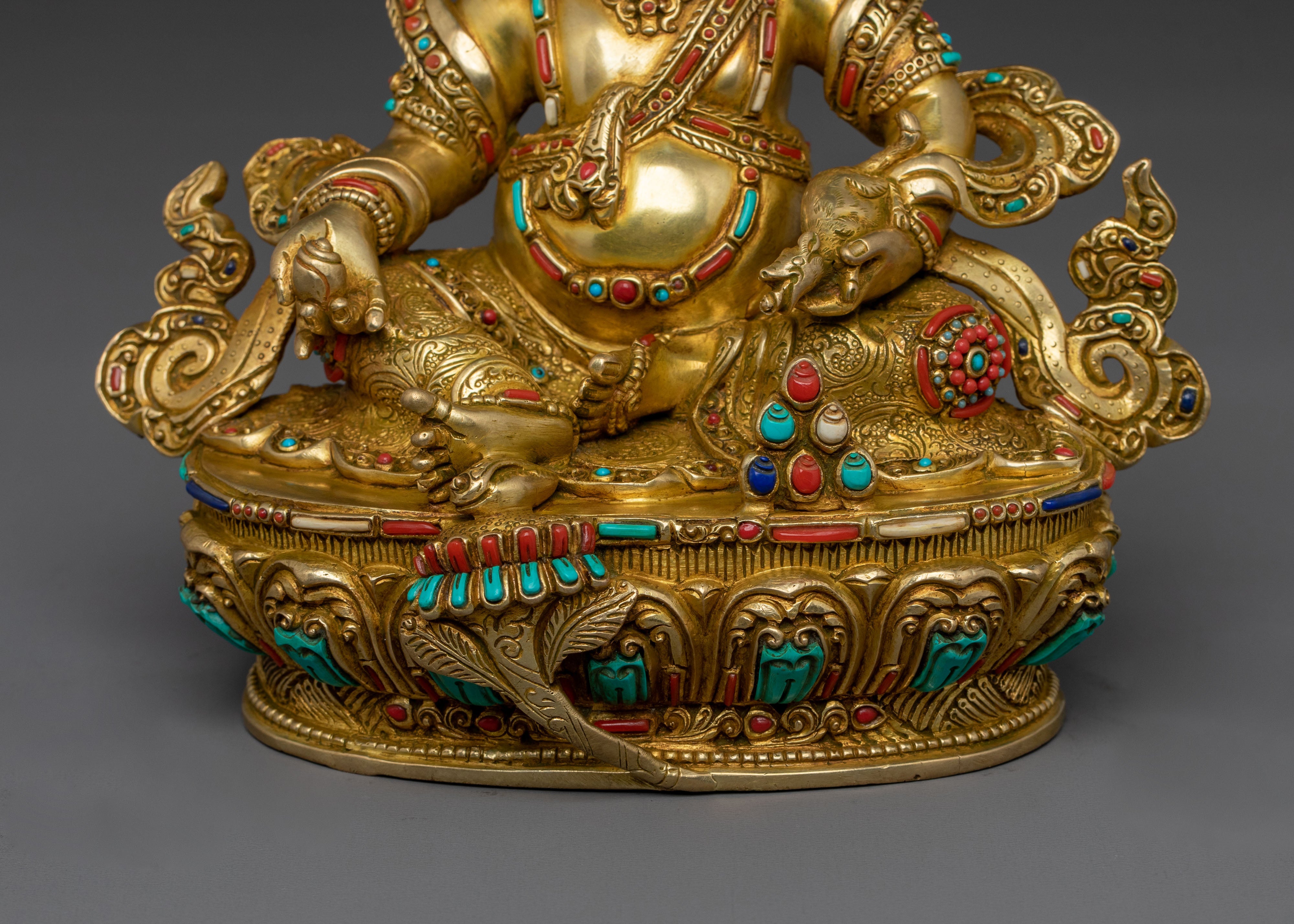 Golden Dzambhala Statue | Himalayan Sacred Figurine