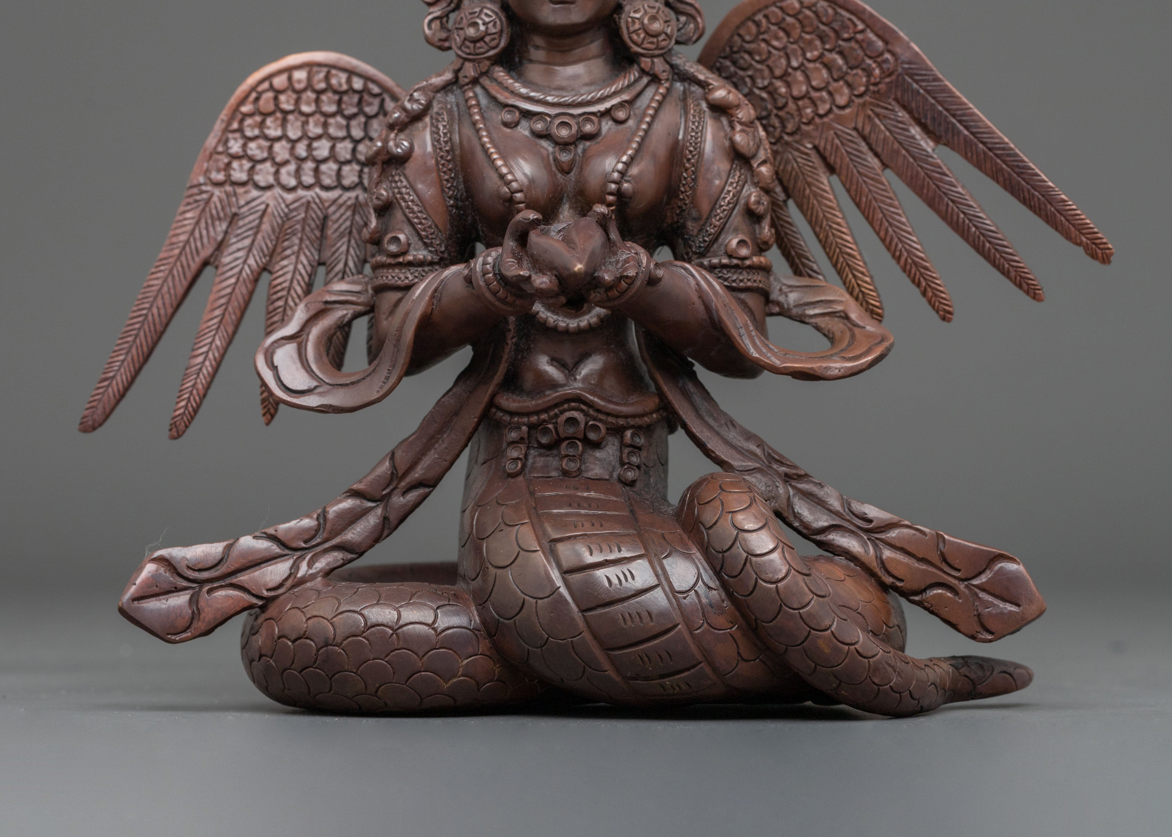 Handmade Nagkanya Sculpture: Serpent Goddess of Protection and Wisdom