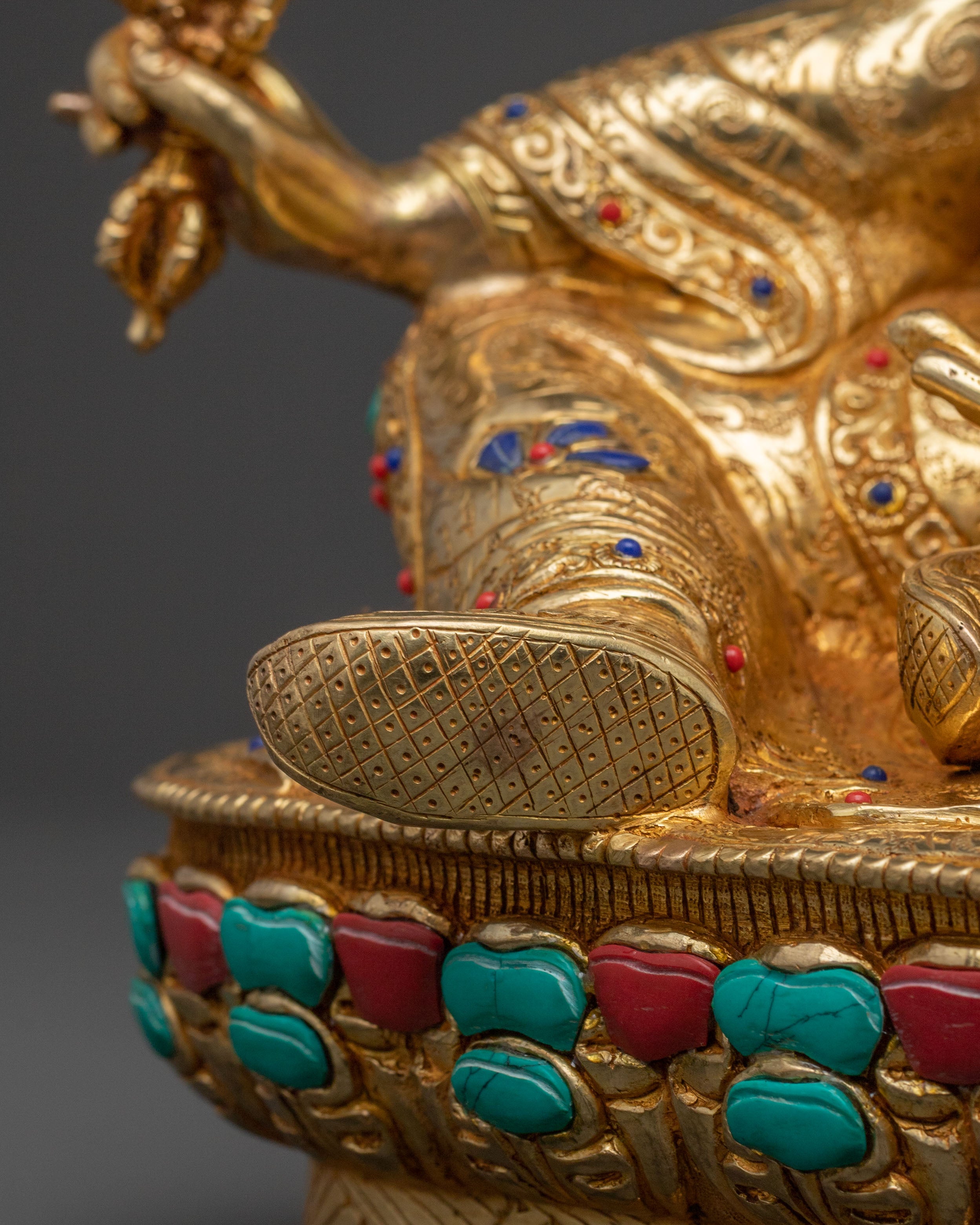 24K Gold Gilded Guru Rinpoche Blessing Statue – Authentic Nepalese Artistry