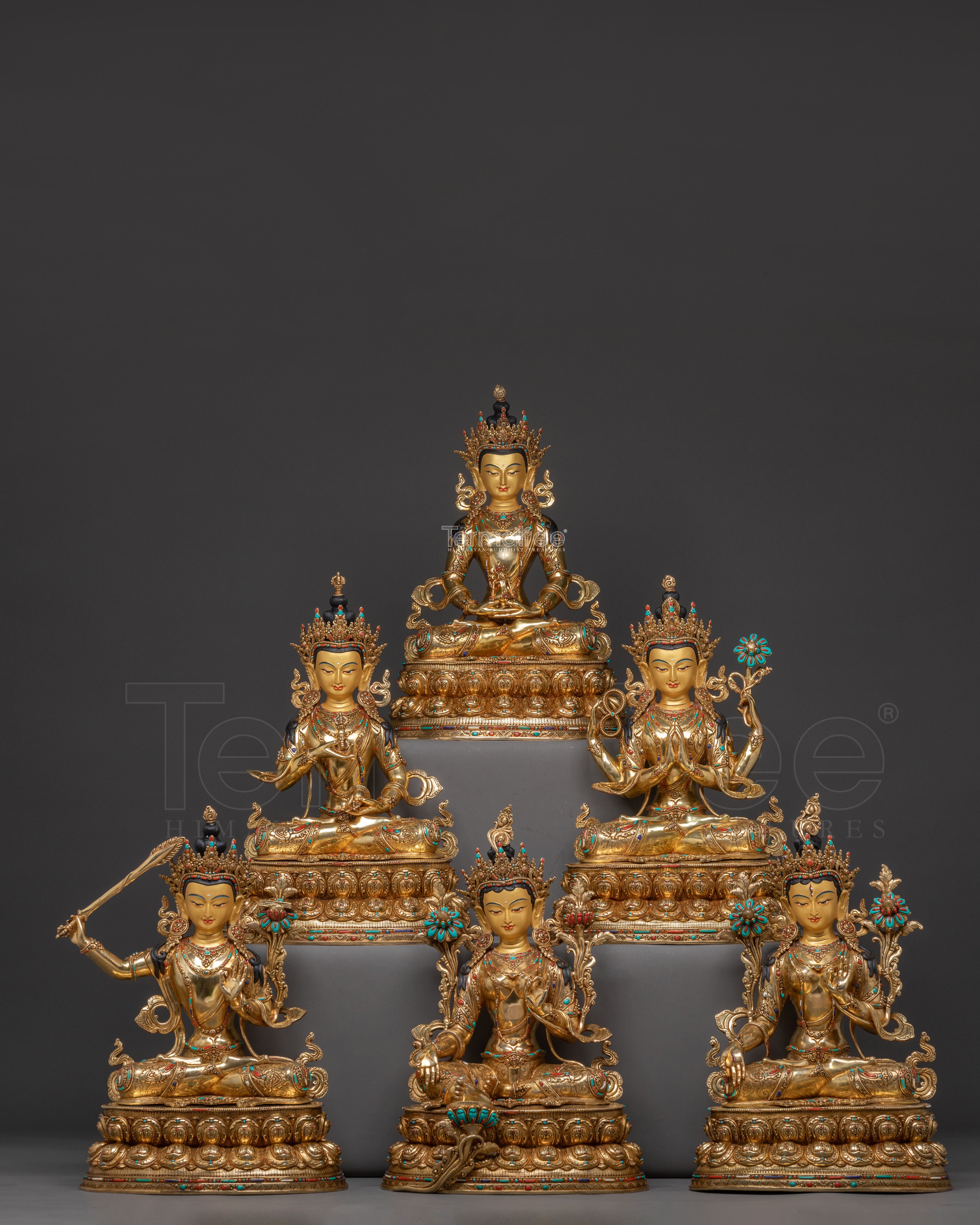 Six bodhisattva Golden Statue set 