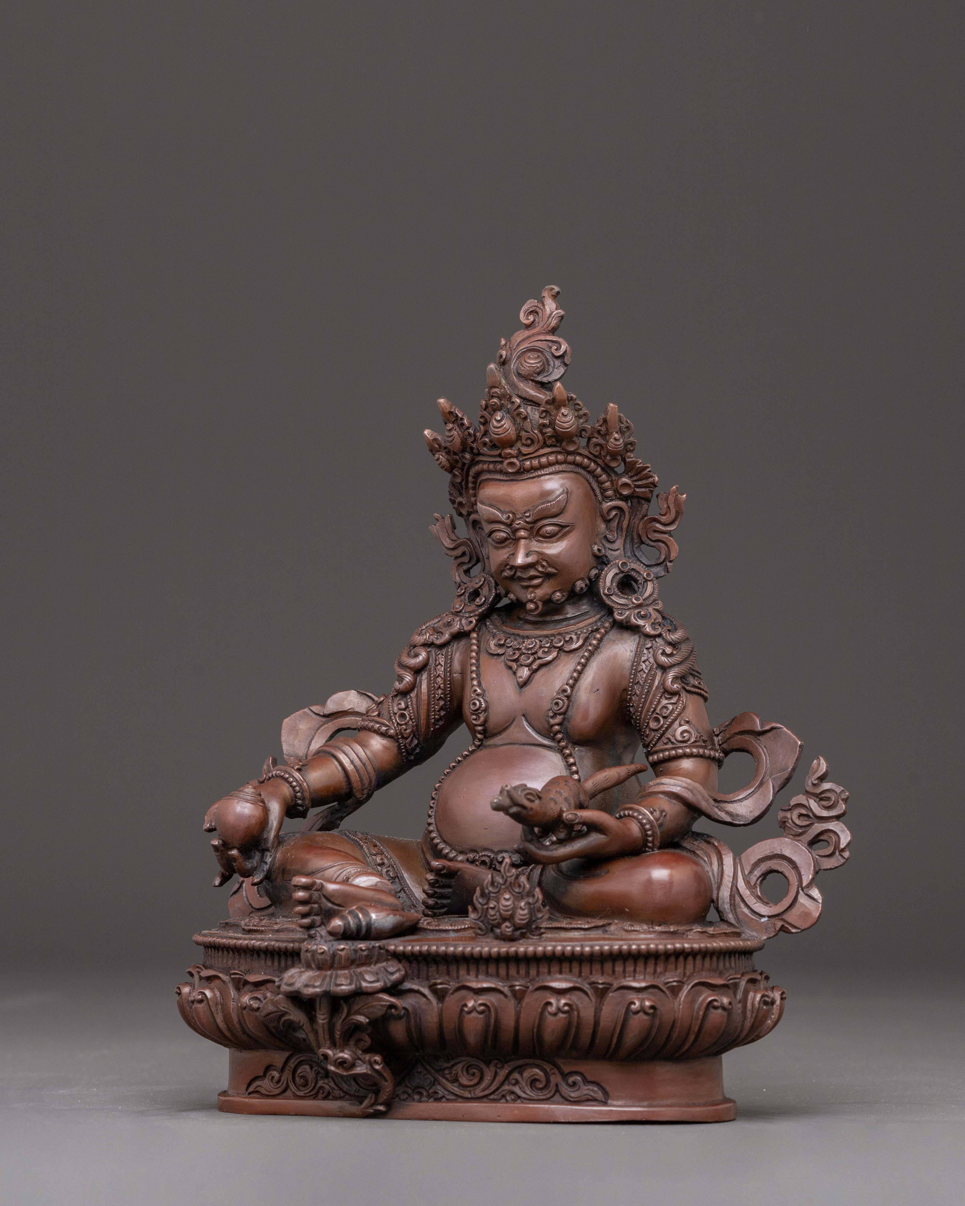 Dzambhala Oxidized Statue of Wealth | Tibetan Buddhist Deity