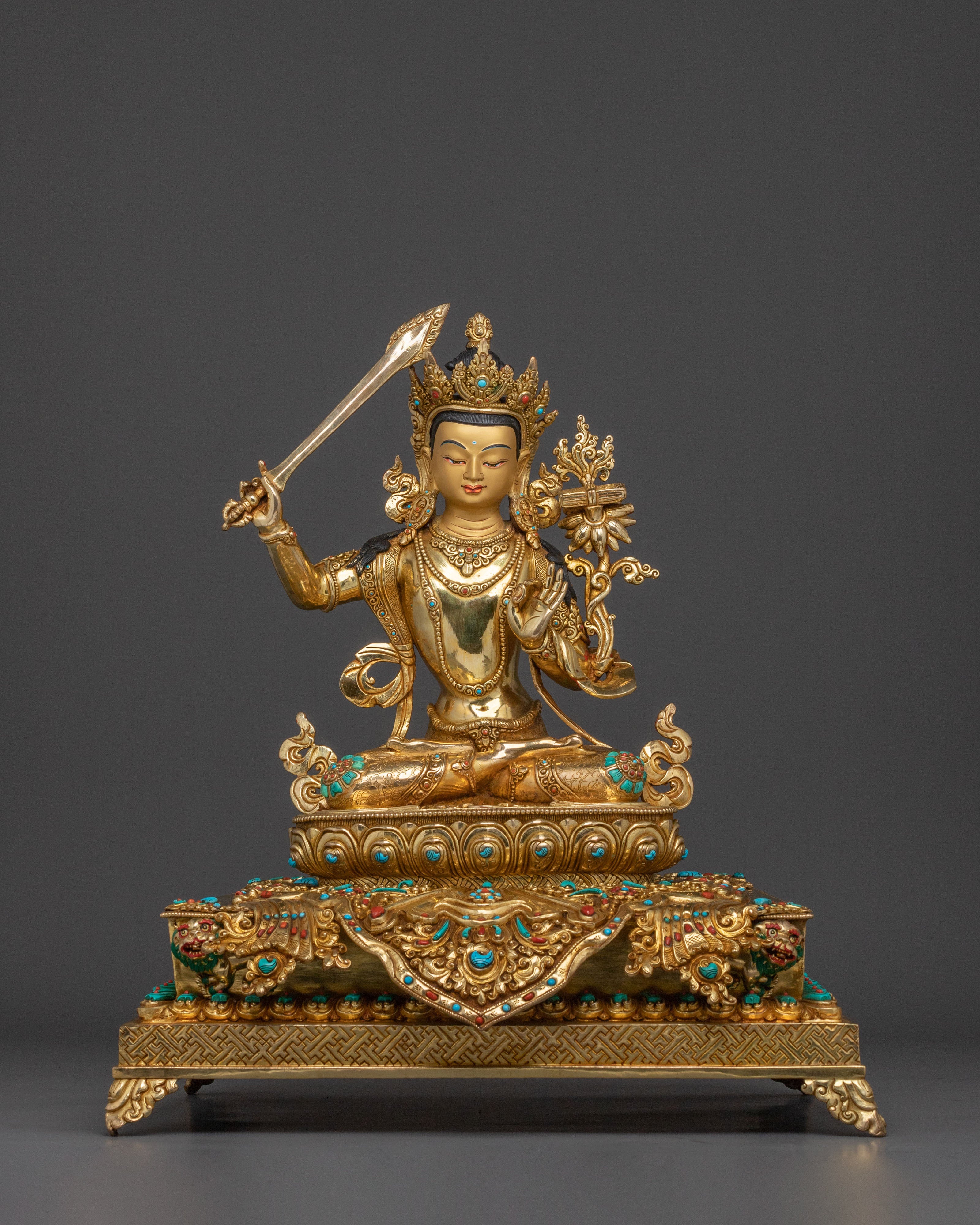 Manjushri Statue On Throne | Bodhisattva of Wisdom