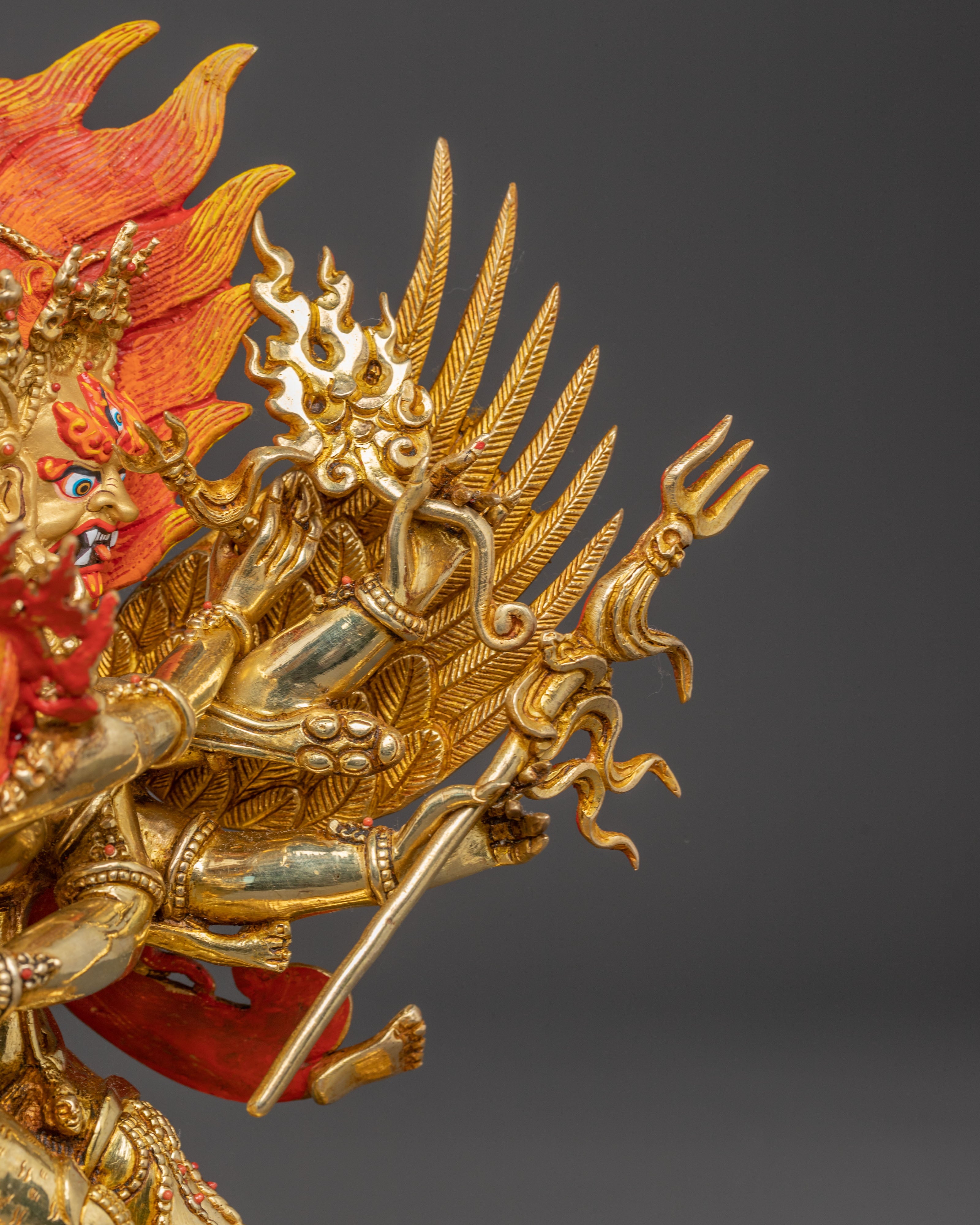 Golden Vajrakilaya Handcrafted Statue | Wrathful Deity Artwork