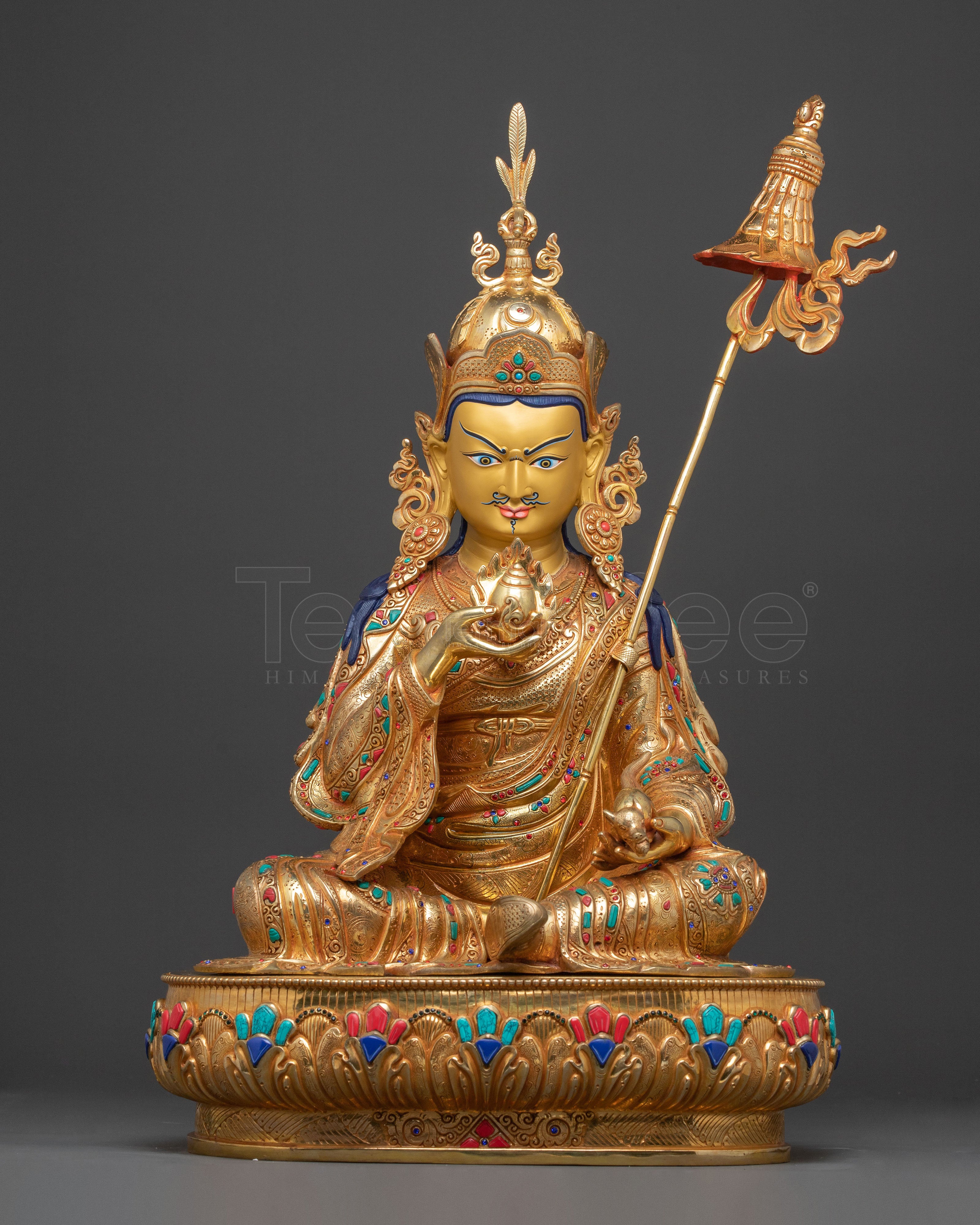 Sacred Guru Norla Tibetan Statue – 24K Gilded Masterpiece