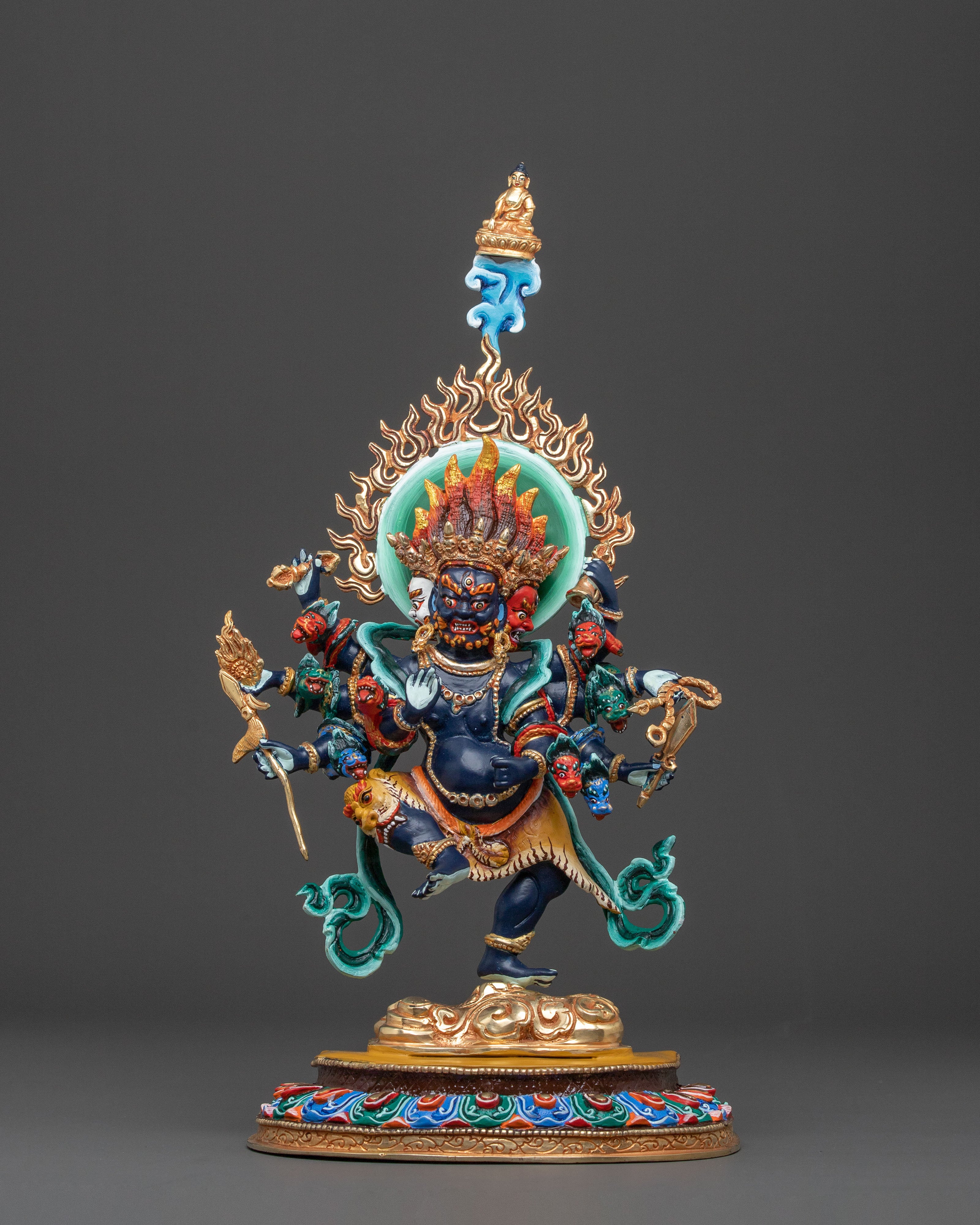 Uchusma Statue: Hand-Painted Copper Divinity