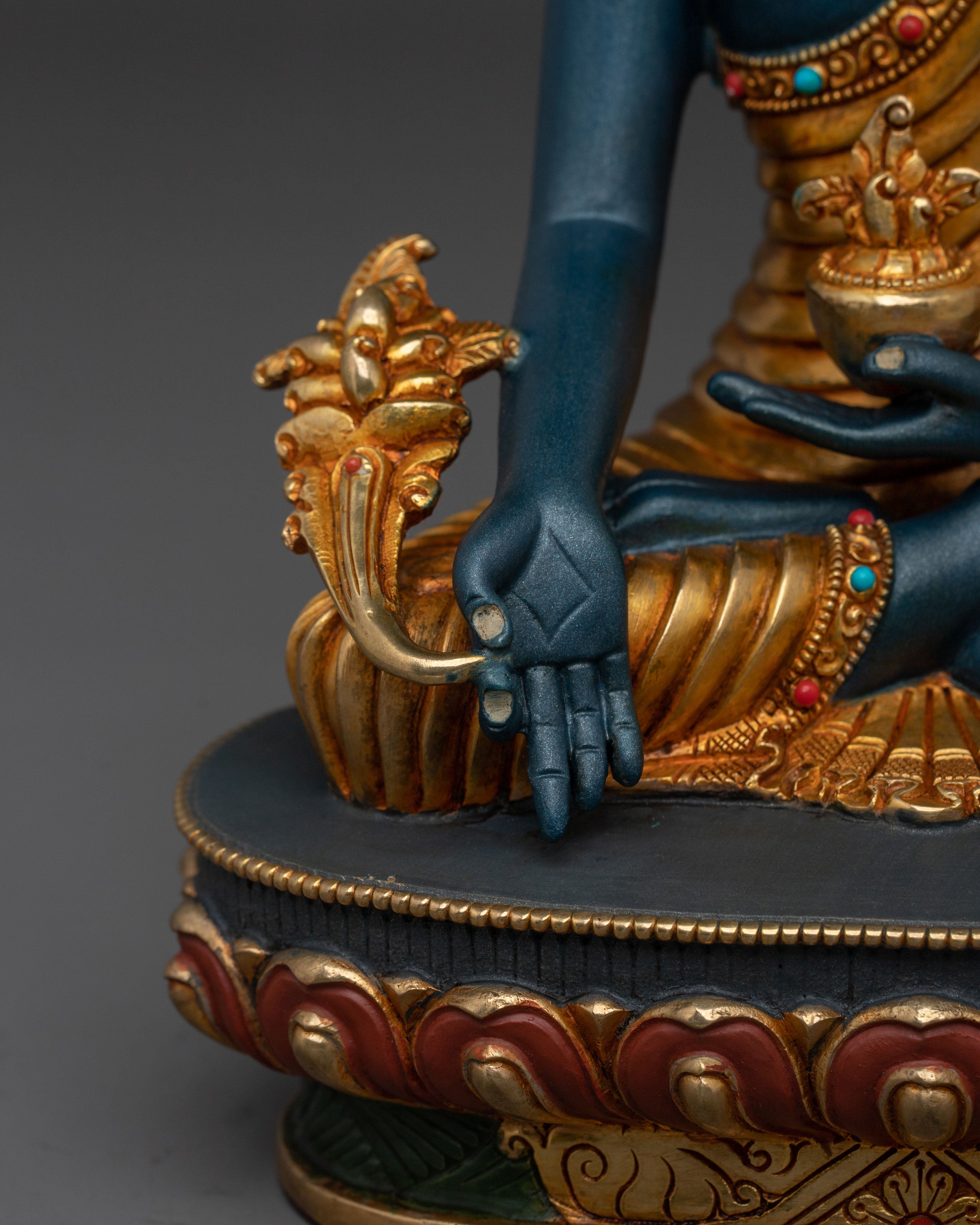 Three Buddhas Altar Statue Set | Sacred Tibetan Buddhist Trio Sculpture