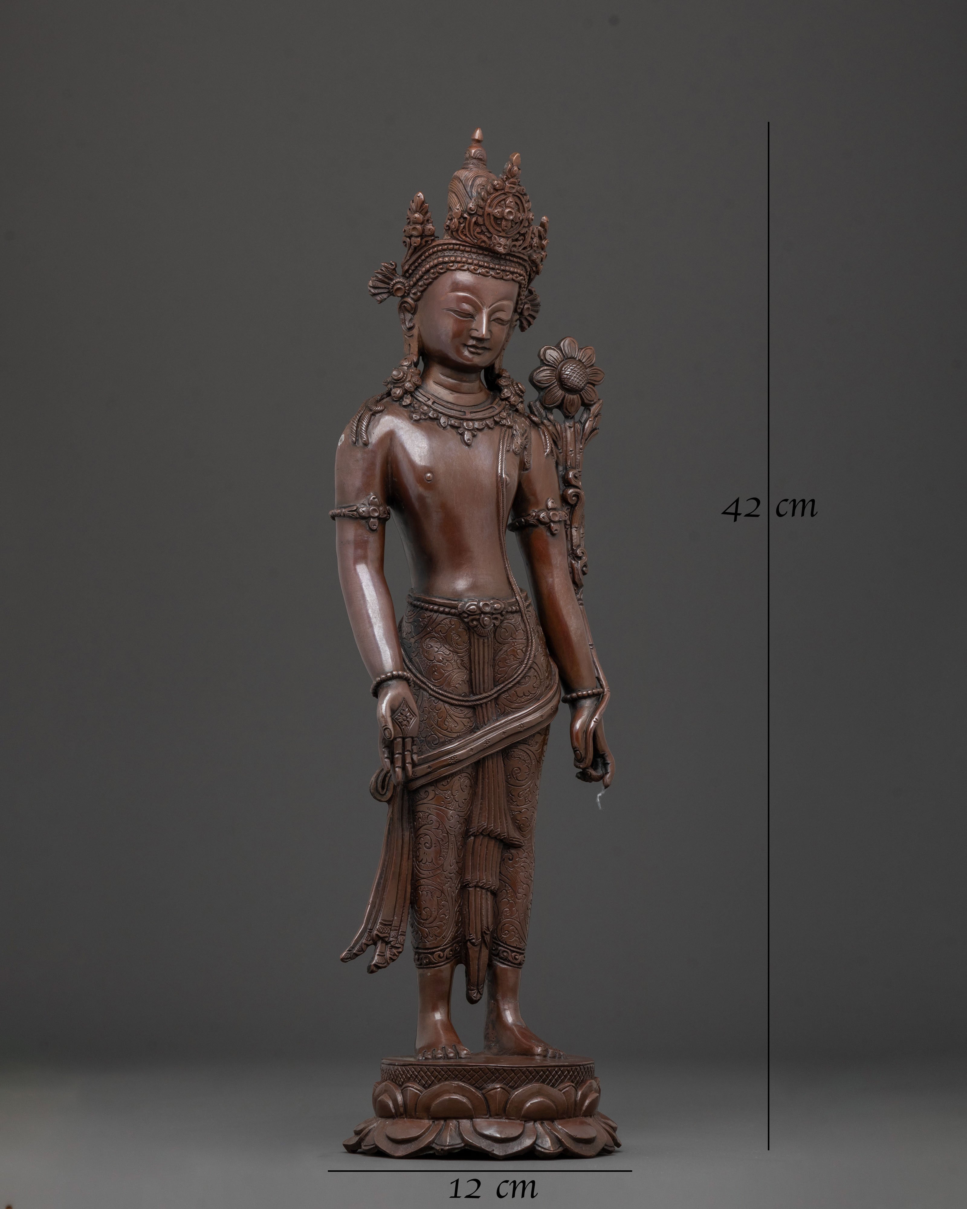 Oxidized Copper Lokeshwara Padmapani Statue of Compassion
