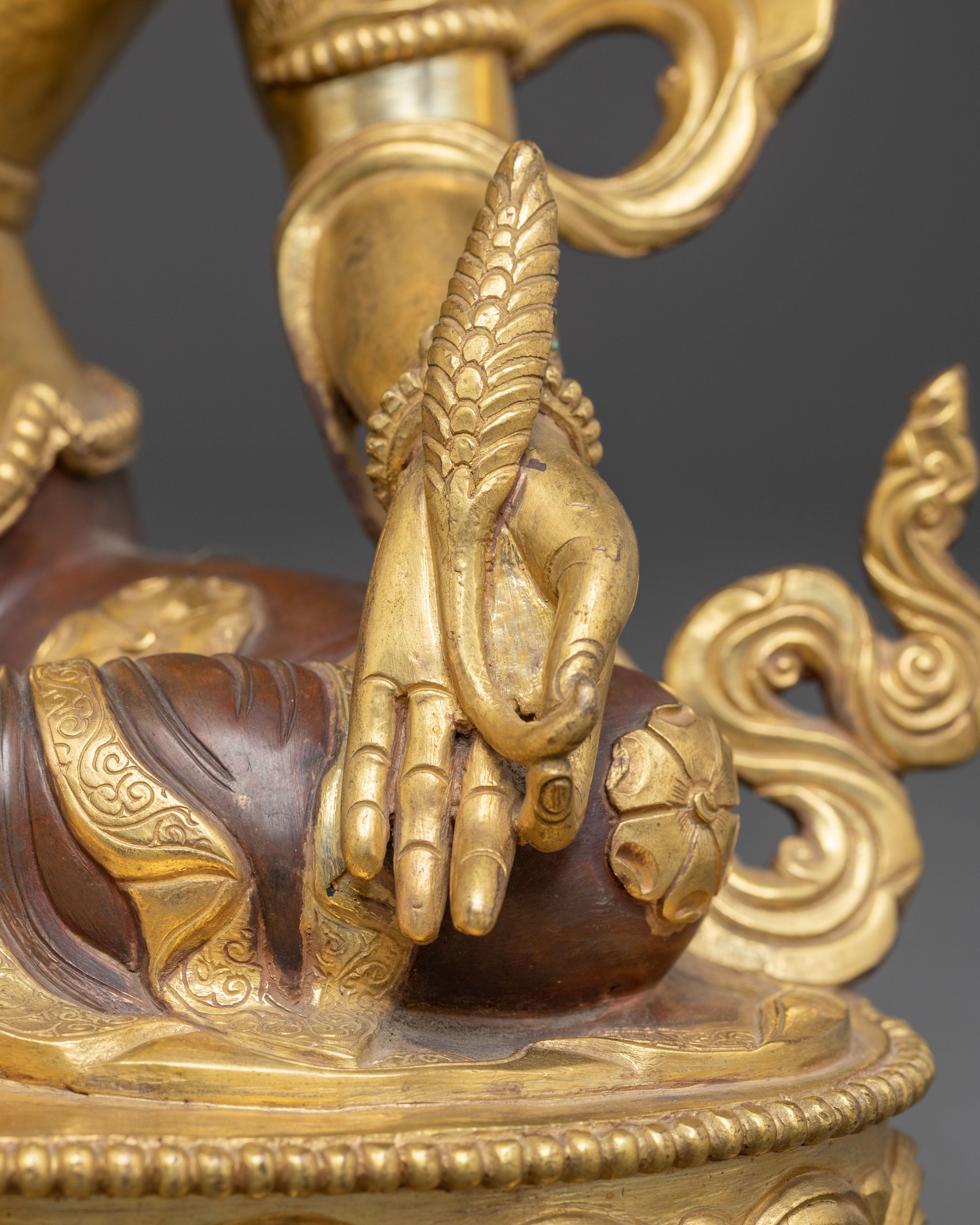 Himalayan Copper Statue of Bodhisattva Ksitigarbha | Tibetan Buddhism