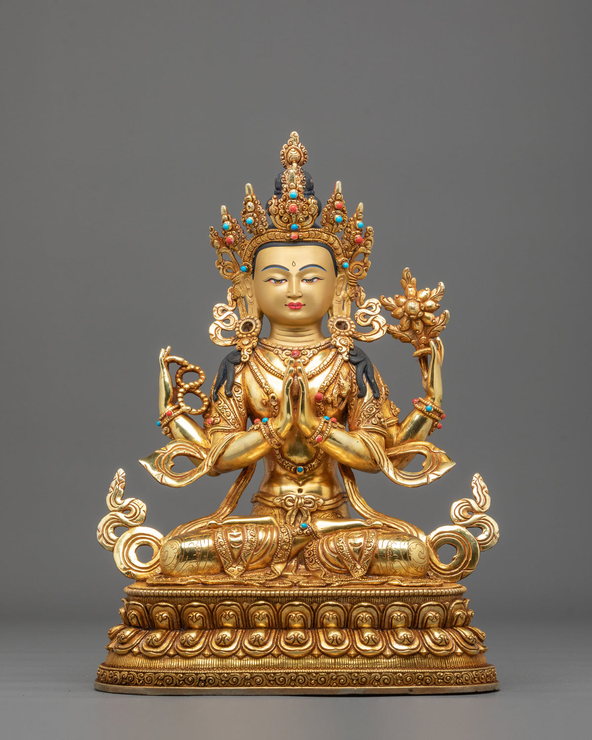 Four Armed Chenrezig Handmade Sculpture
