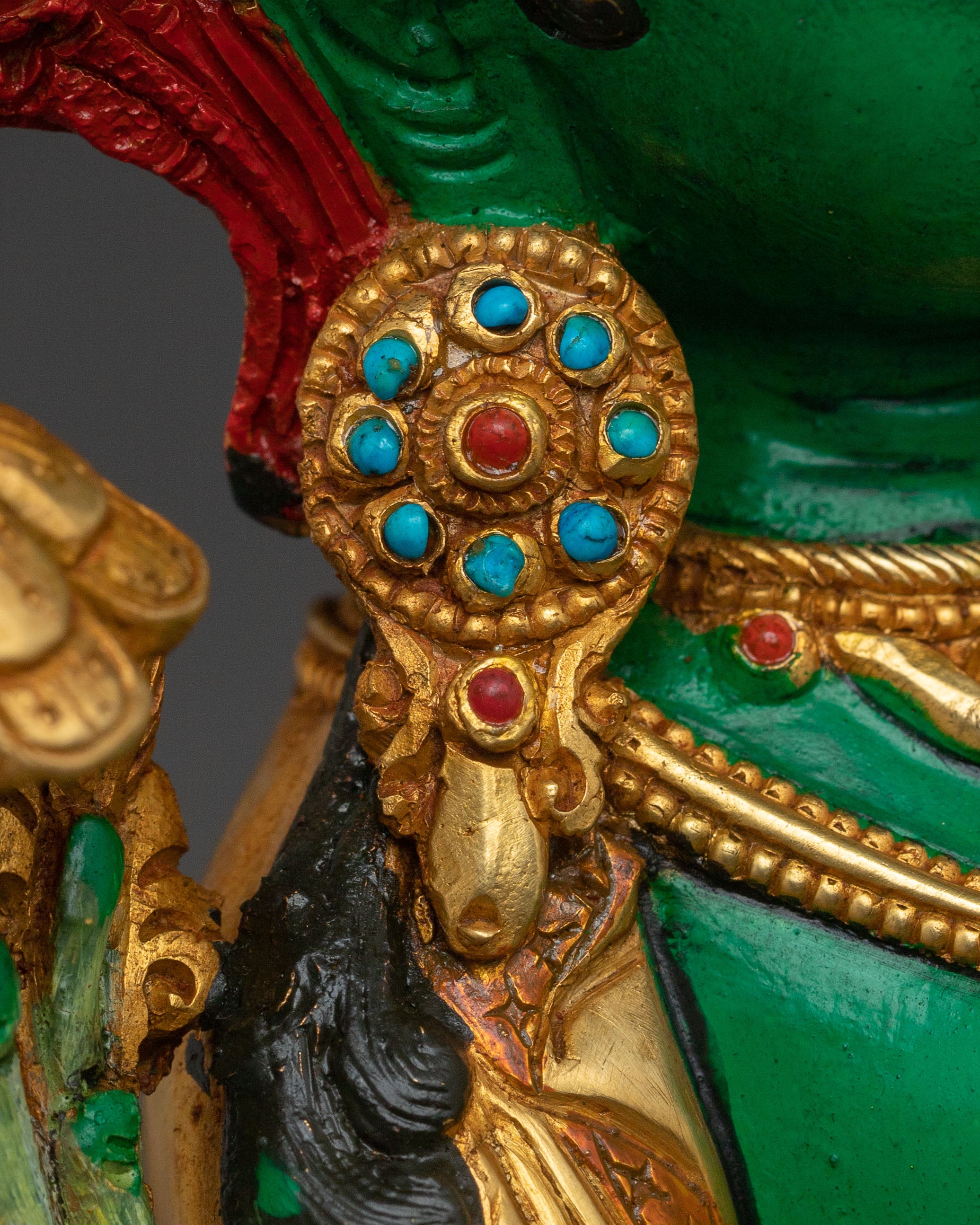 Green Tara Traditional Statue of Protection - Handcrafted Serenity