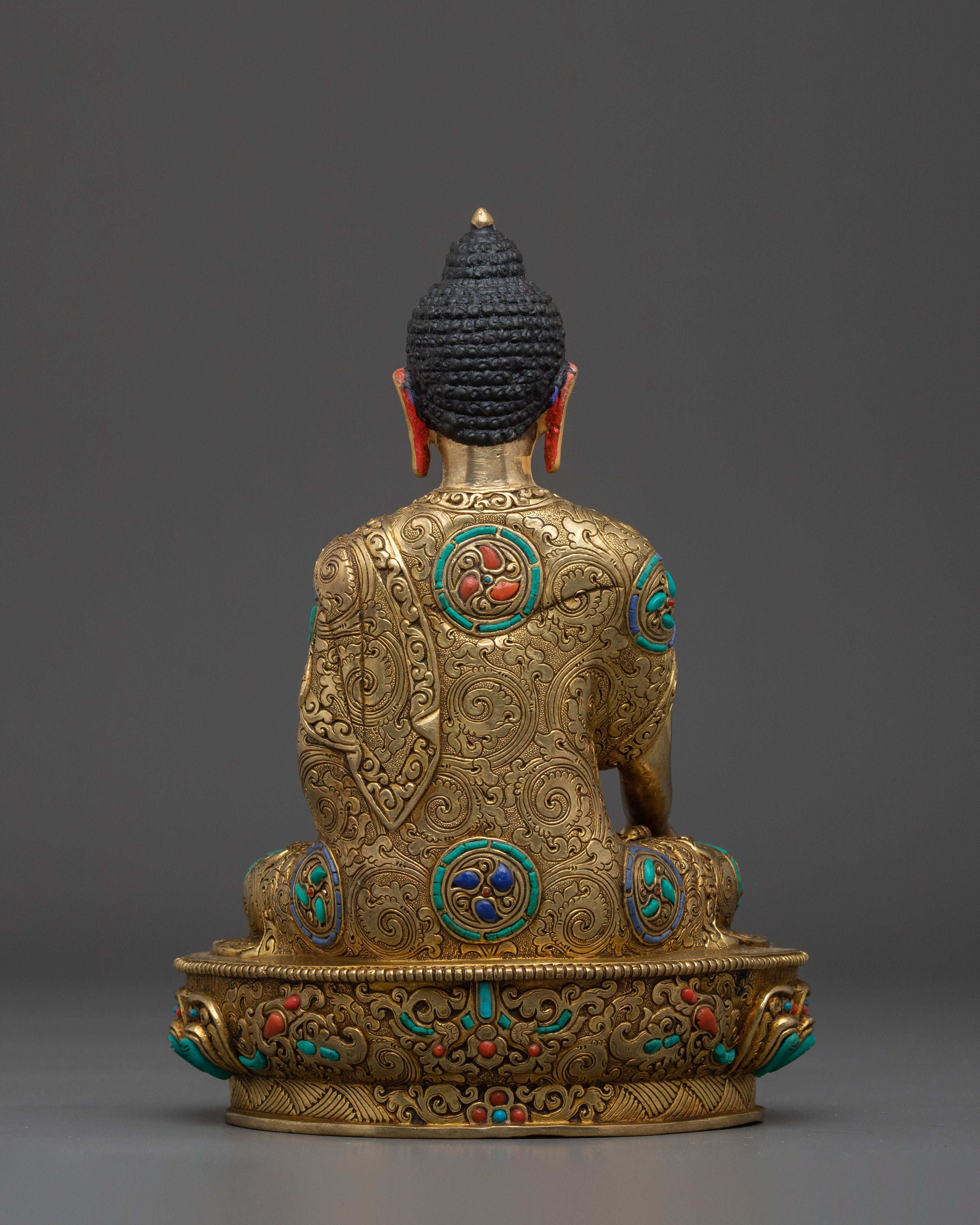 Traditional Himalayan Ratnasambhava Sculpture: 24K Gold Gilded