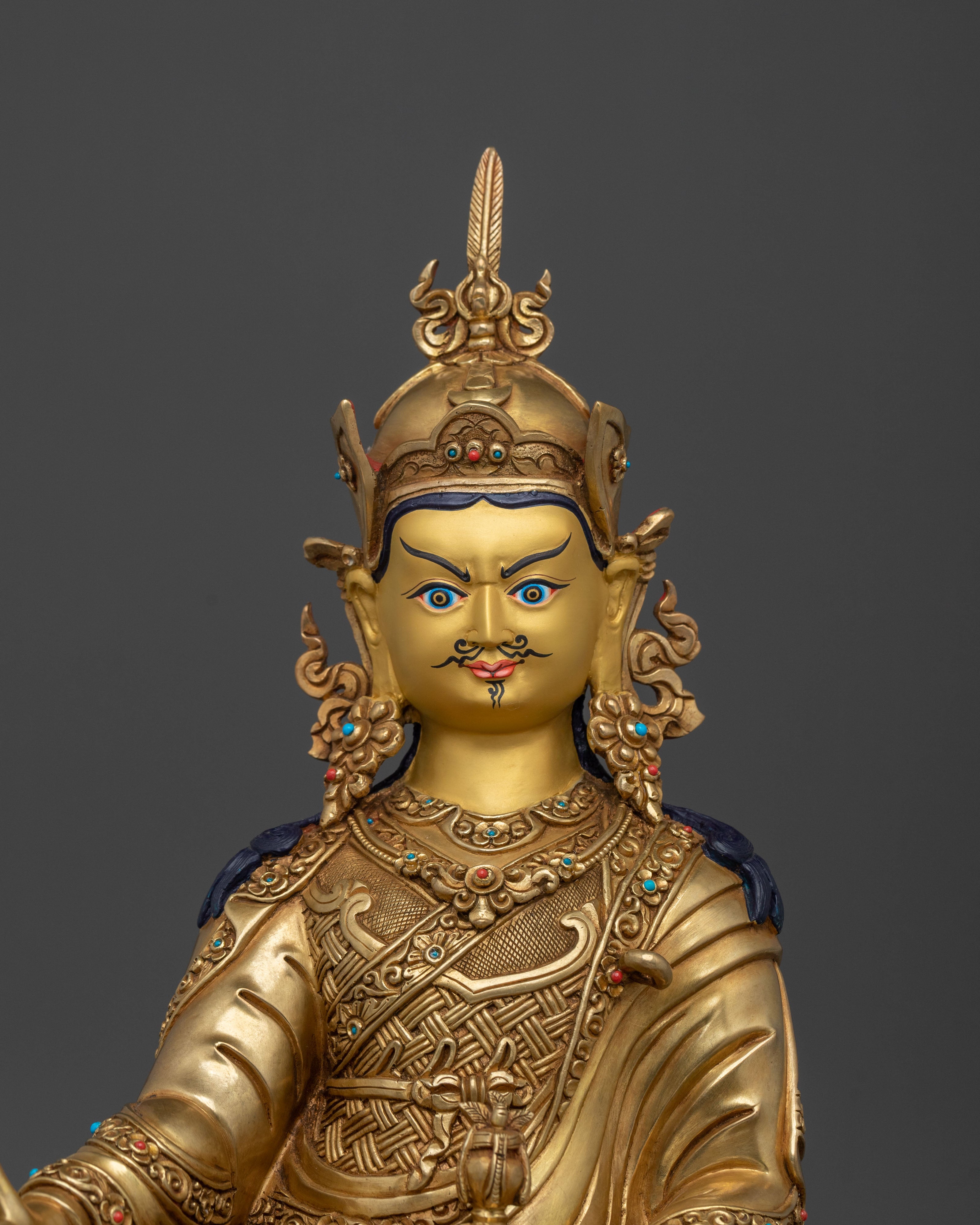 Guru Rinpoche Statue | Exquisitely 24K Gold Gilded