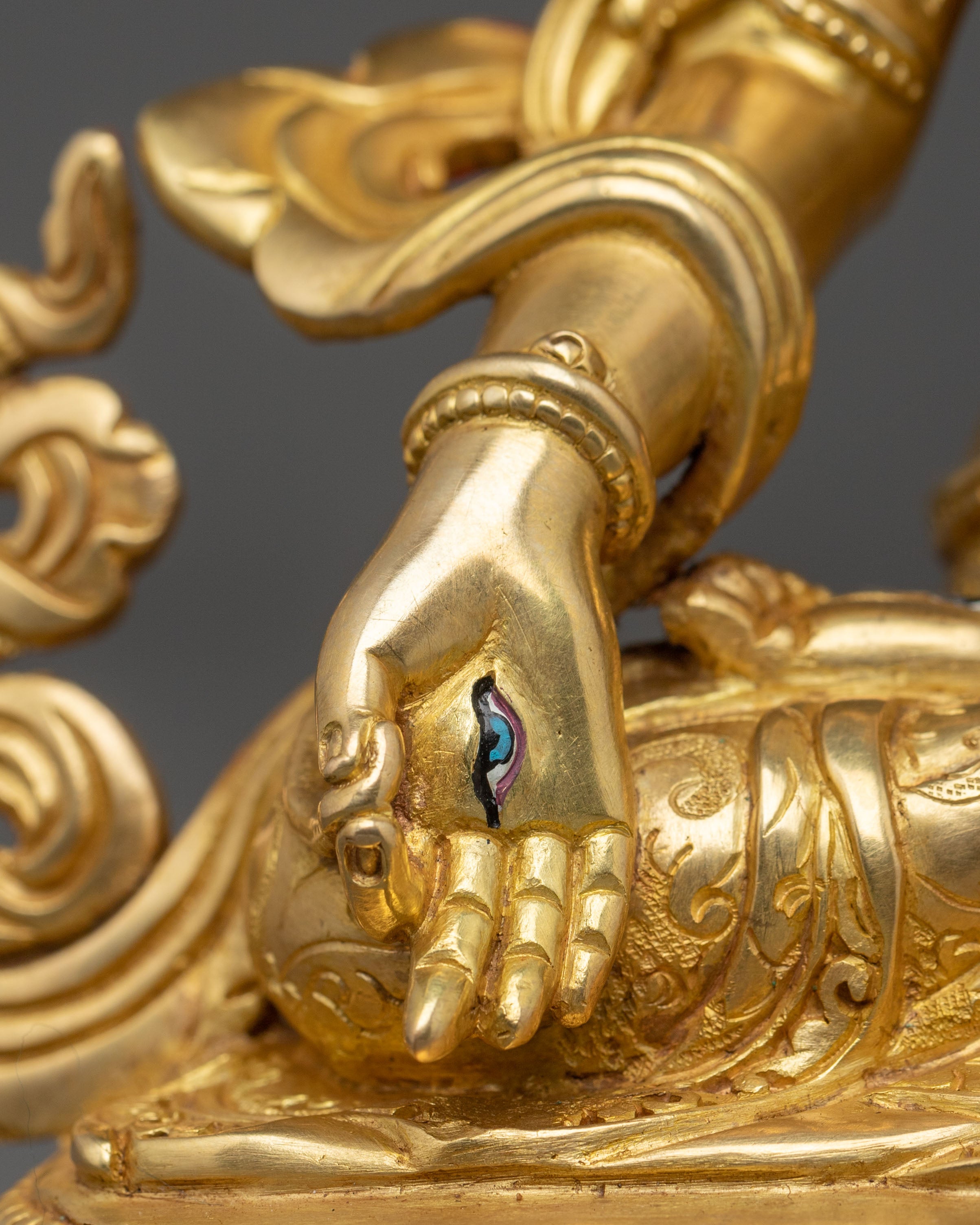Tibetan Goddess | White Tara Sculpture Gilded in 24K Gold