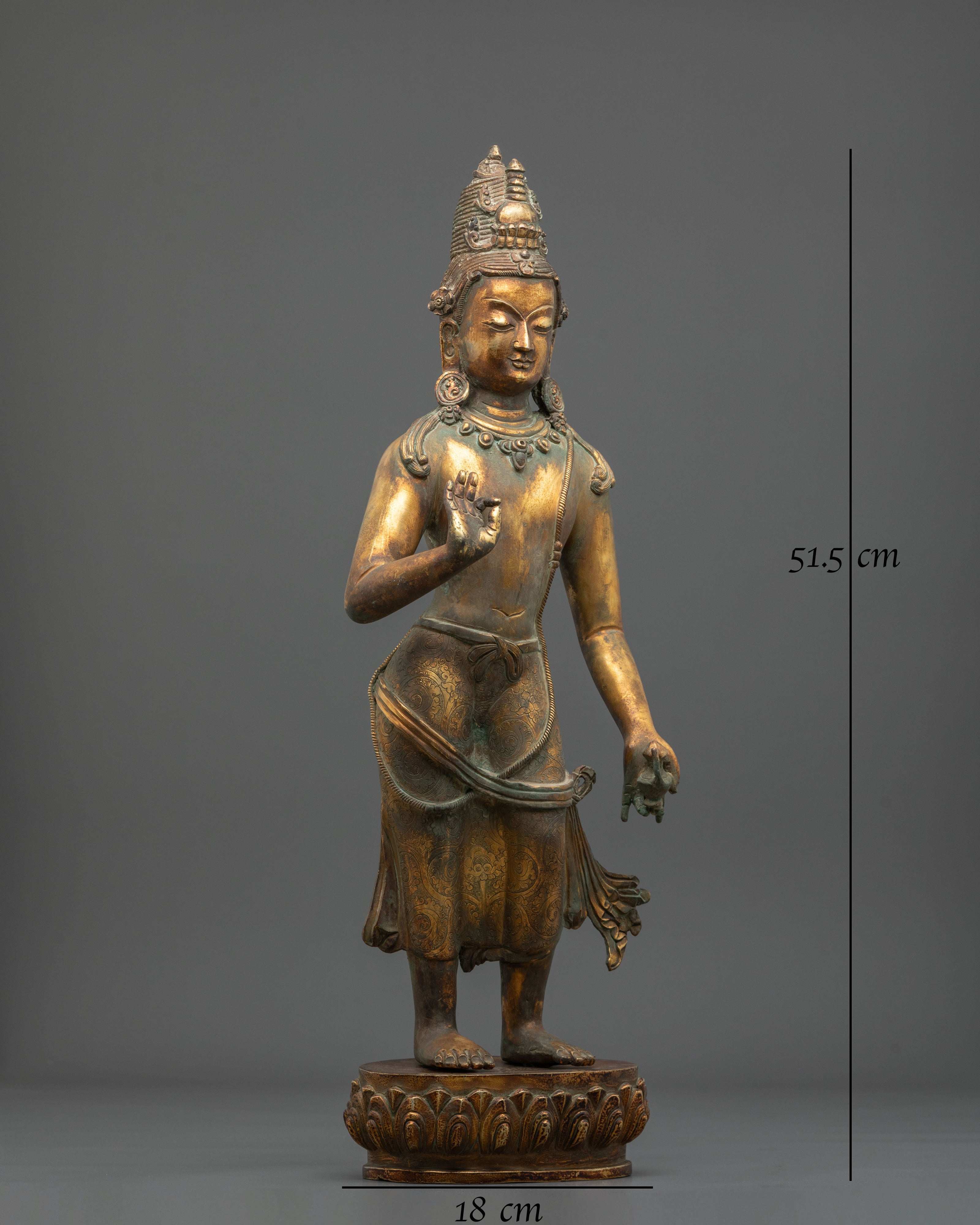 Standing Lokeshwor Copper Statue | Figurine with Antique Finish