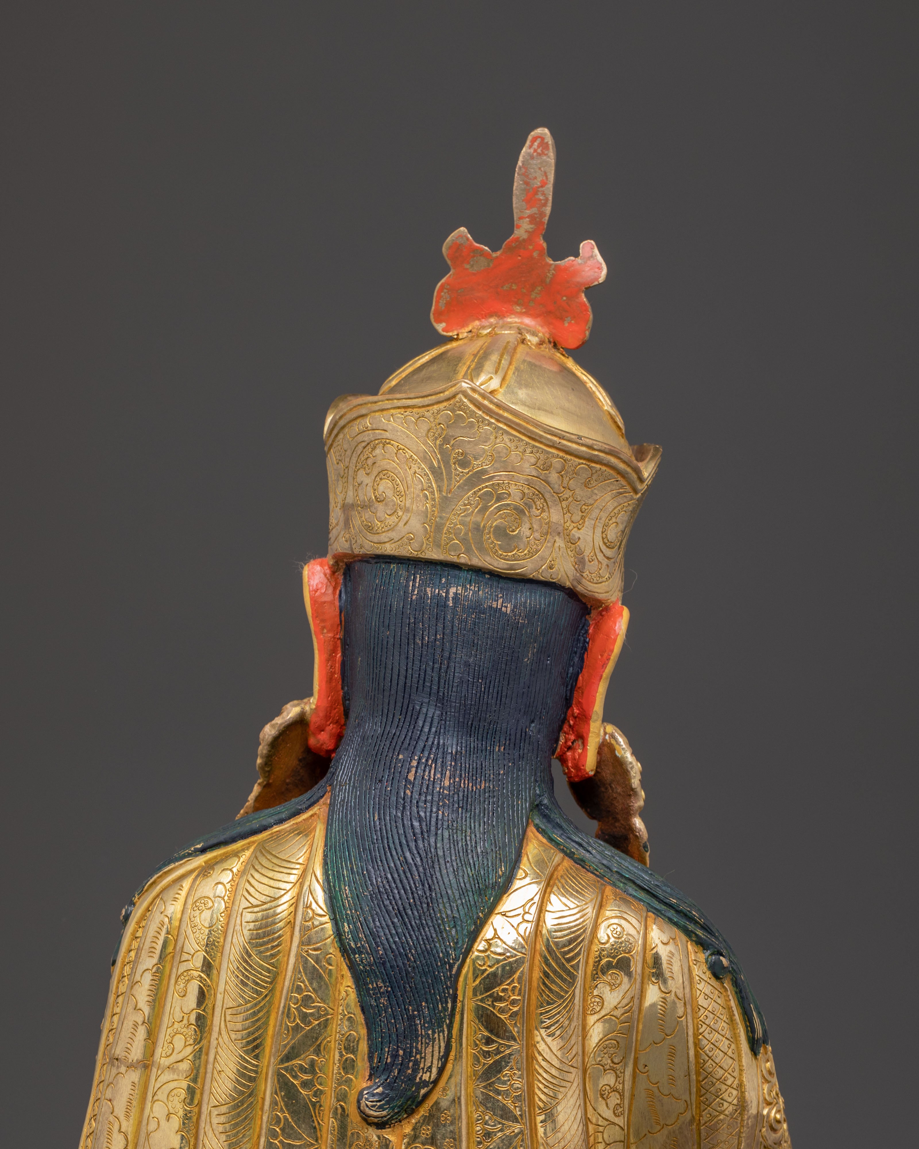 Golden Guru Rinpoche Handcrafted Statue | Tibetan Buddhist Art