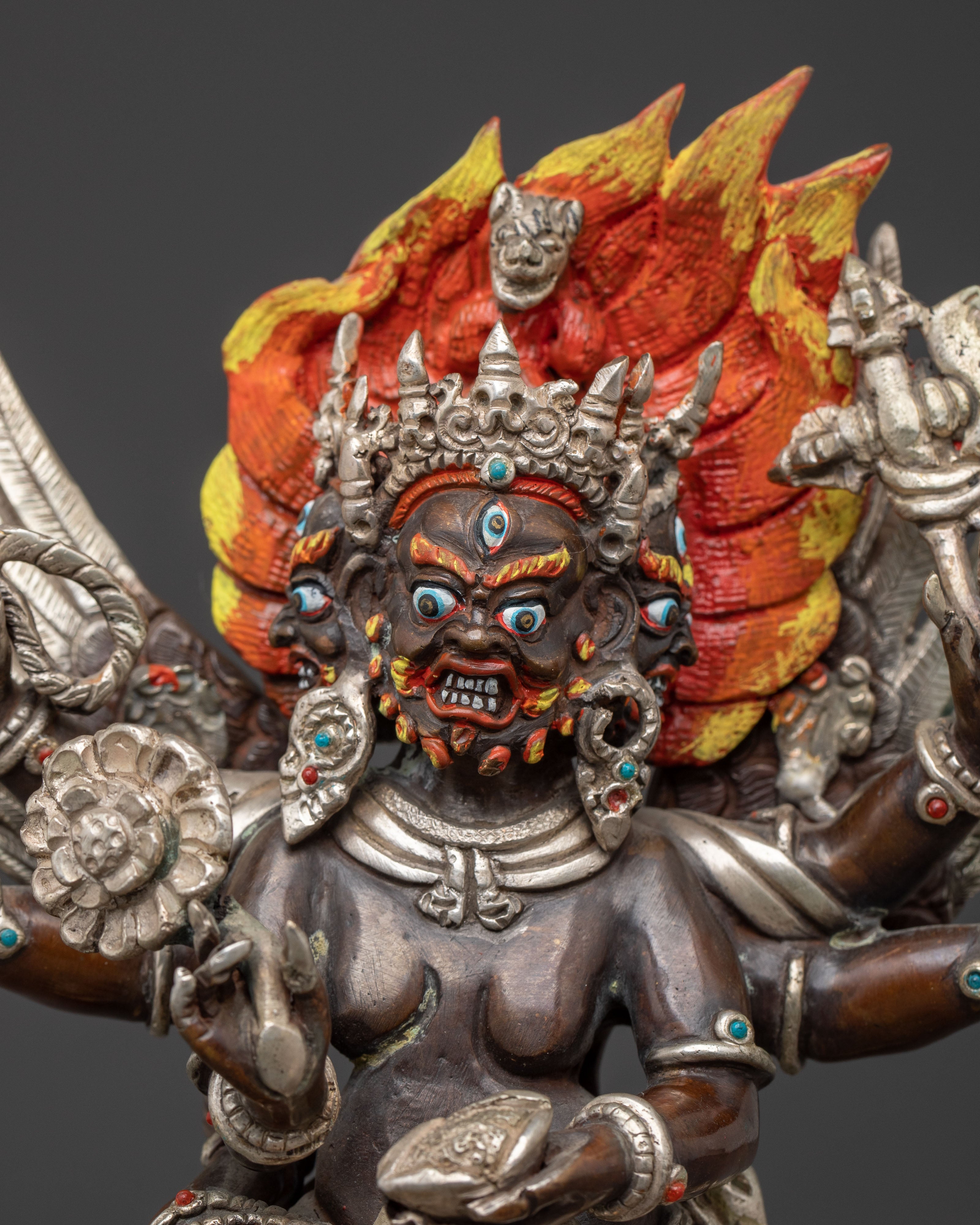 Hayagriva Vajrayana Deity - Oxidized Copper Spiritual Statue