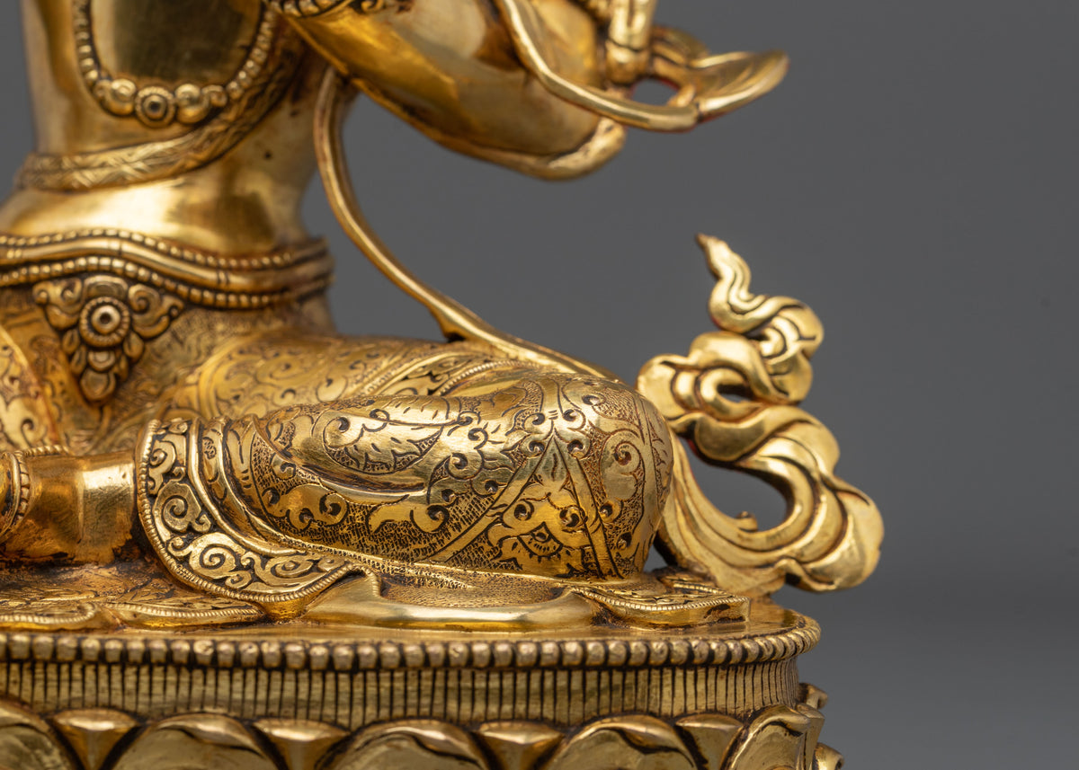 Green Tara Sculpture | Radiant 24K Gold Coated Goddess Statue