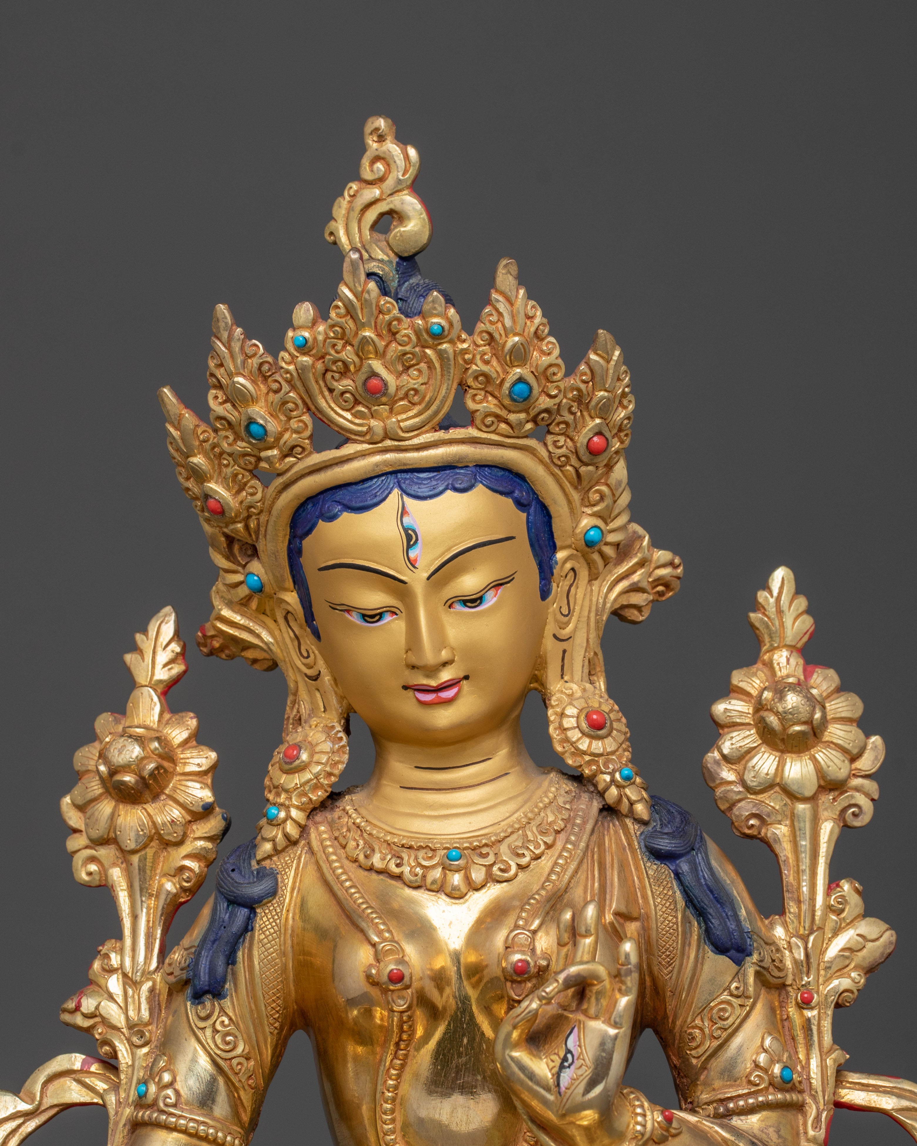 White Tara Statue | 24K Gold Gilded