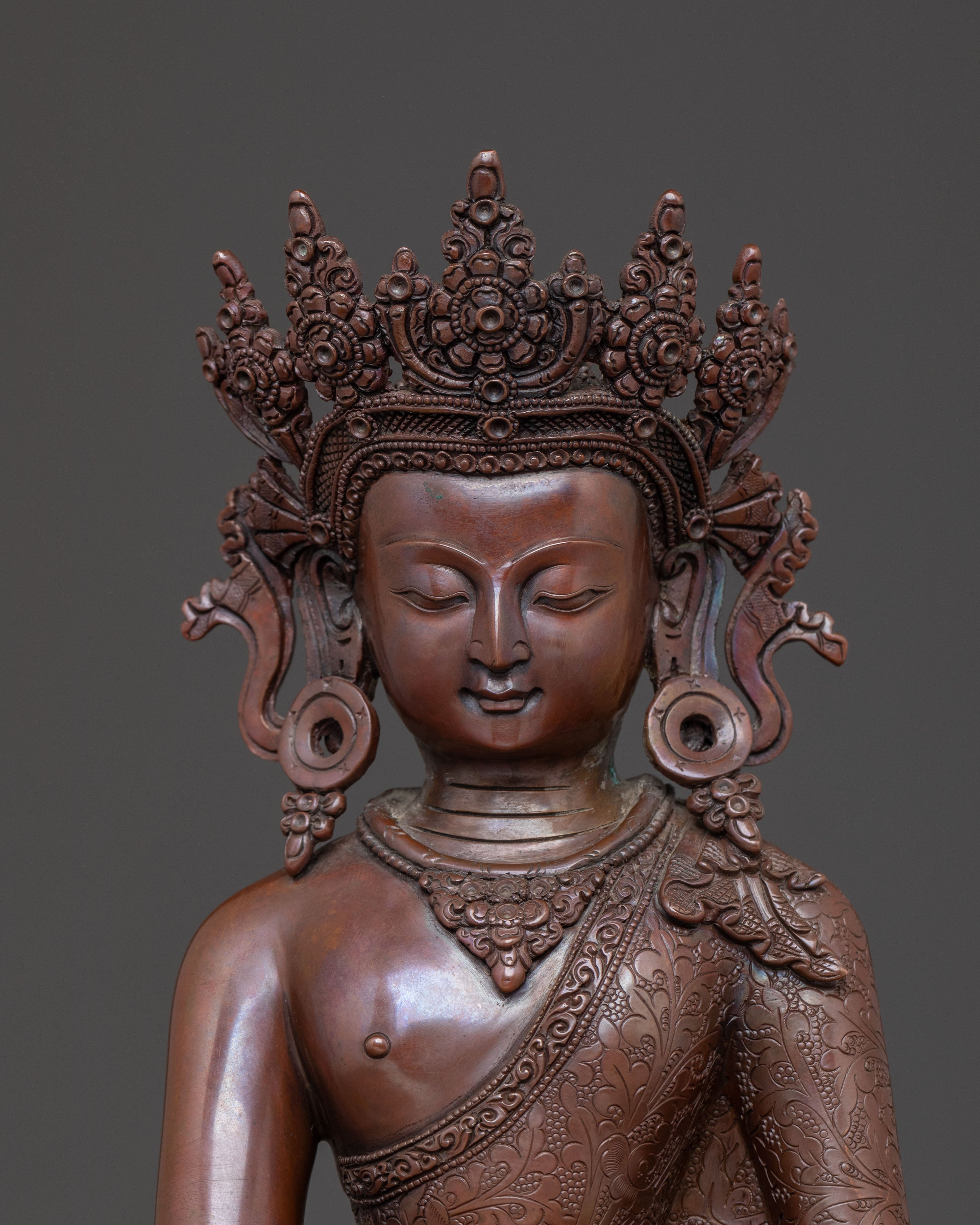 Shakyamuni Buddha Statue with Crown | Blessing Statue
