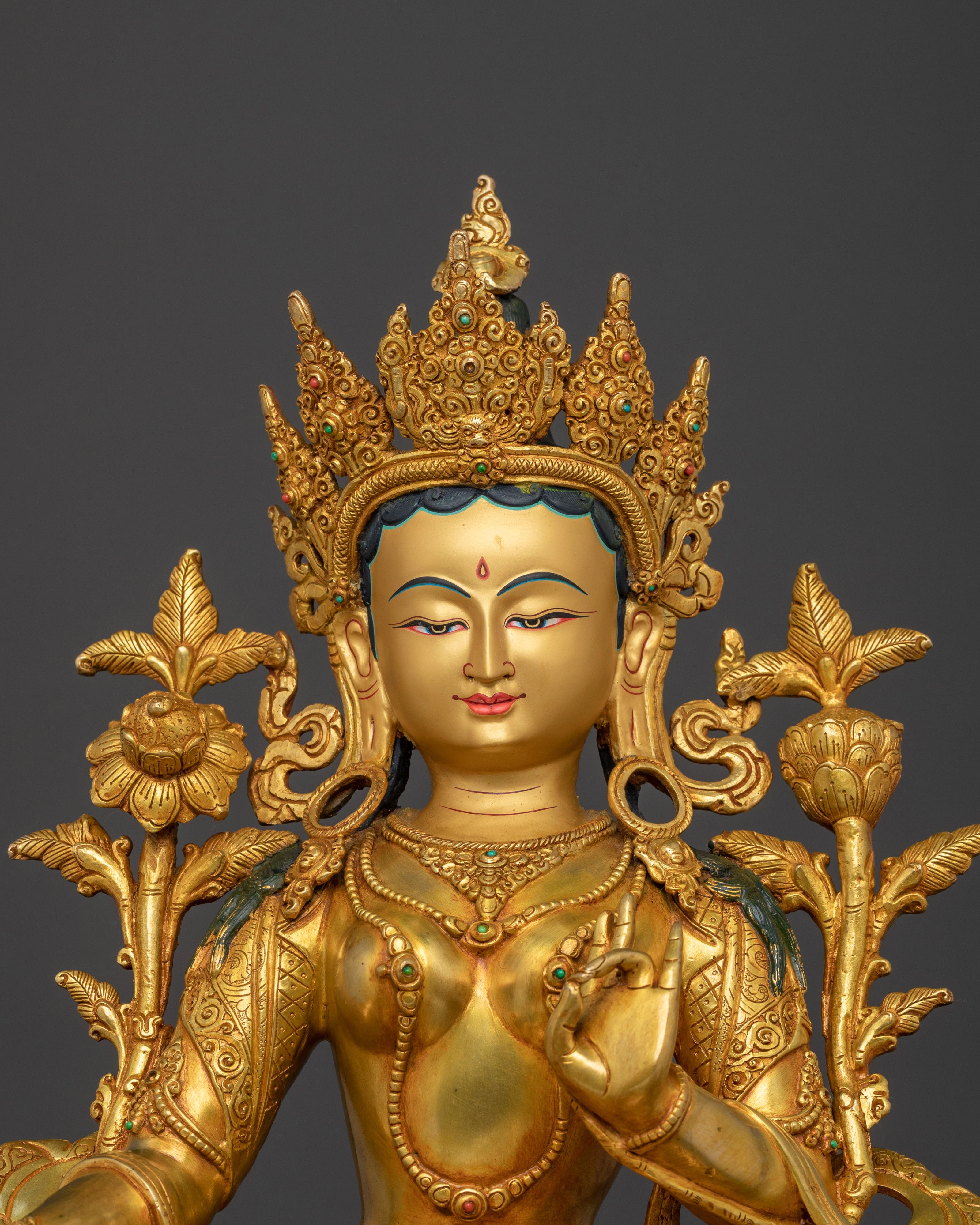Green Tara Golden Statue | Spiritual Guardian